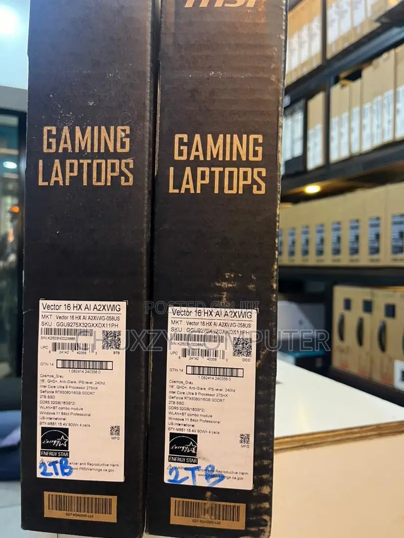 New Laptop MSI Vector 16 HX AI A2XWIG 32GB Intel Core Ultra 9 SSD 2T