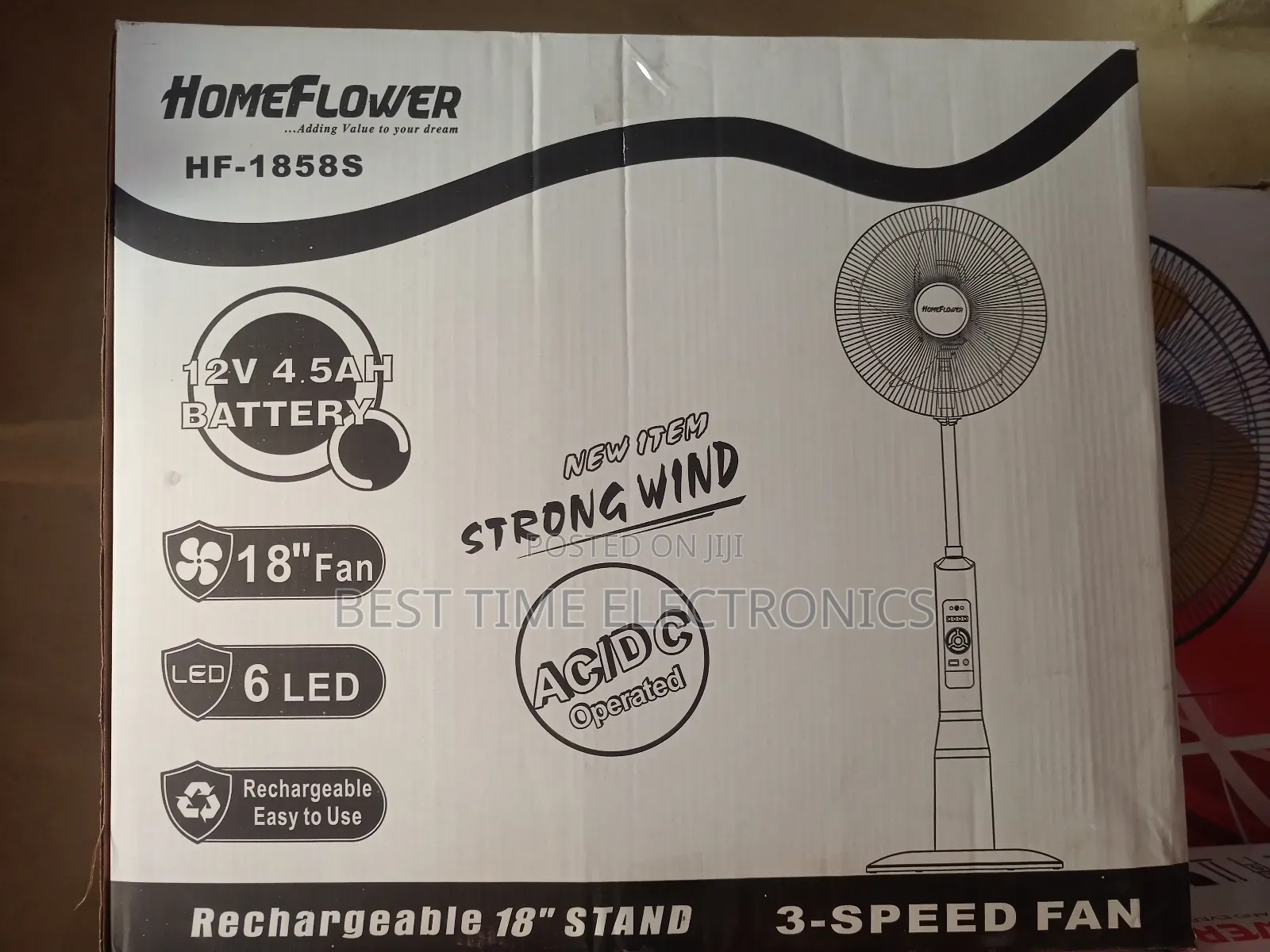 18" Home Flower Ac/Dc Rechargeable Stand Fan
