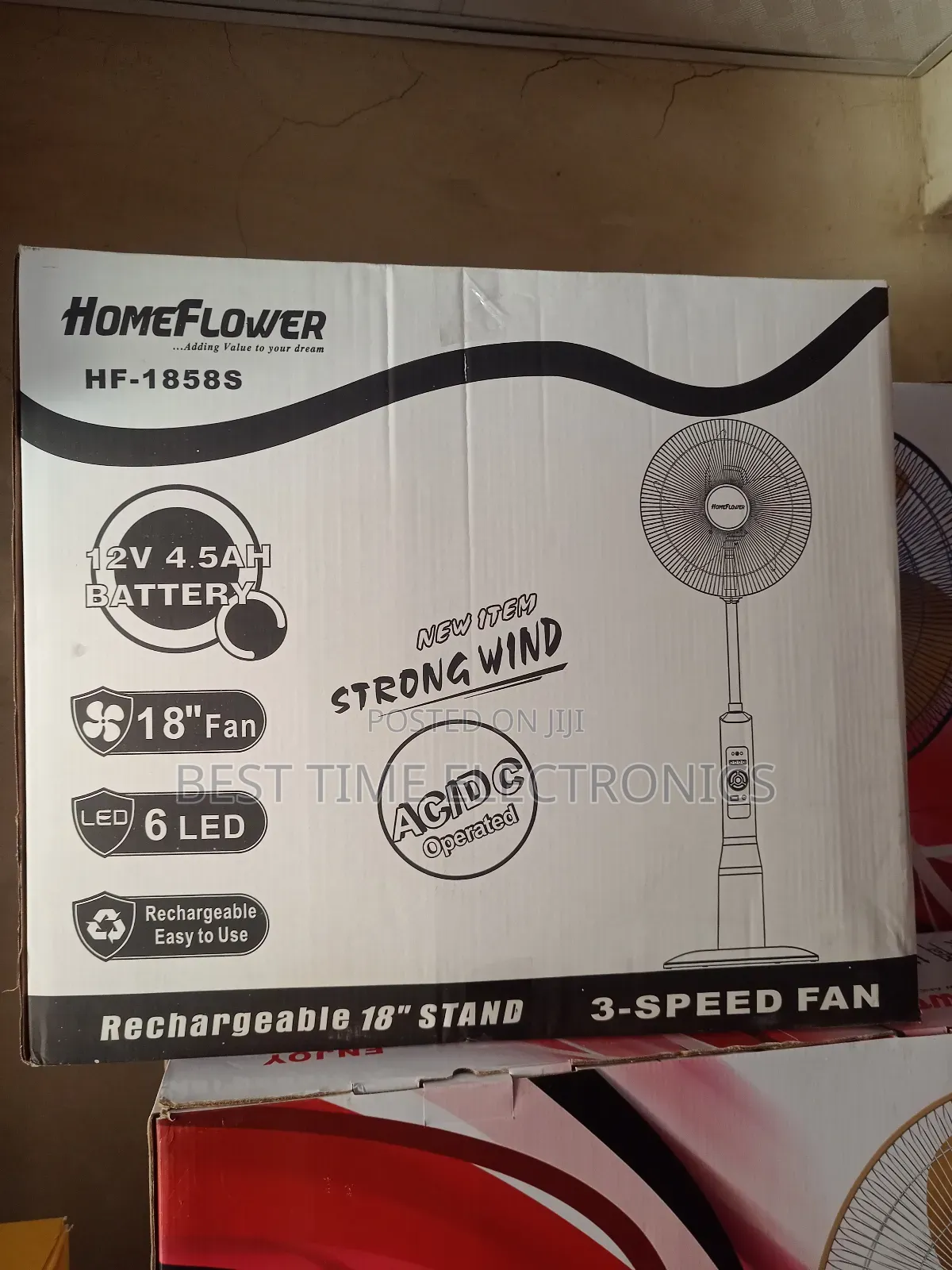 18" Home Flower Ac/Dc Rechargeable Stand Fan