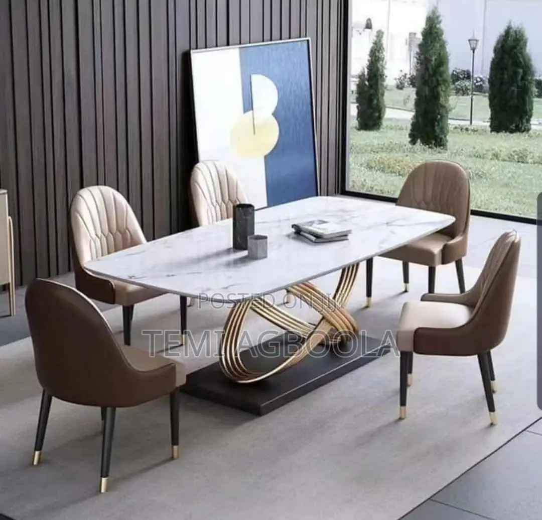 Dinning Table With Gold Leg