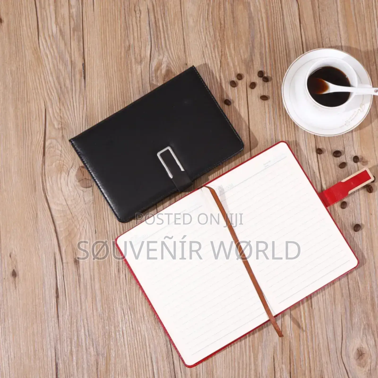 Premium Leather Cover Notebook – Black (With Metal Buckle)