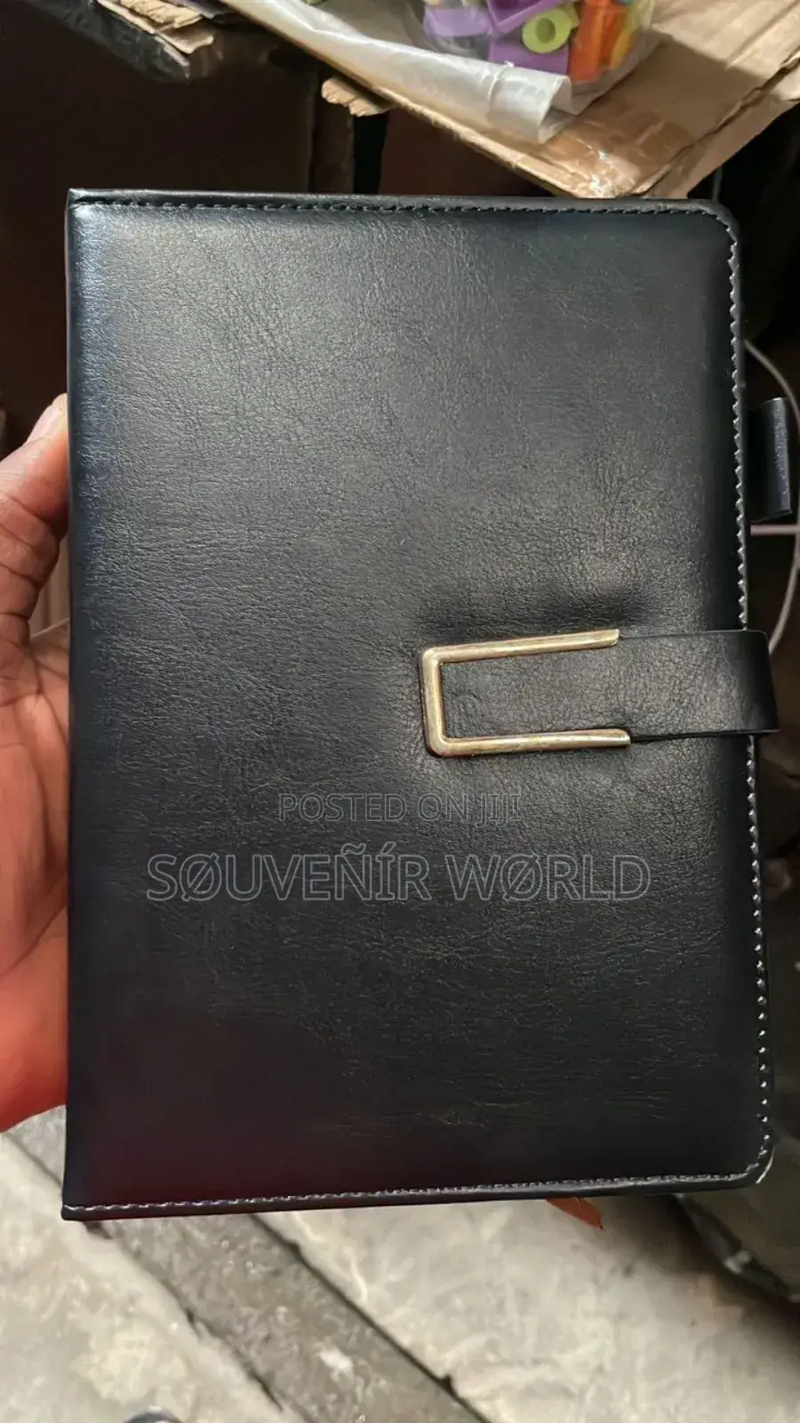 Premium Leather Cover Notebook – Black (With Metal Buckle)