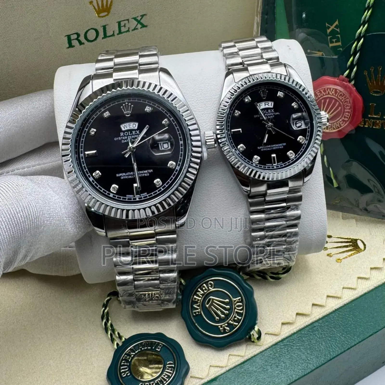 Rolex Man and Woman Watches "Silver Set" 