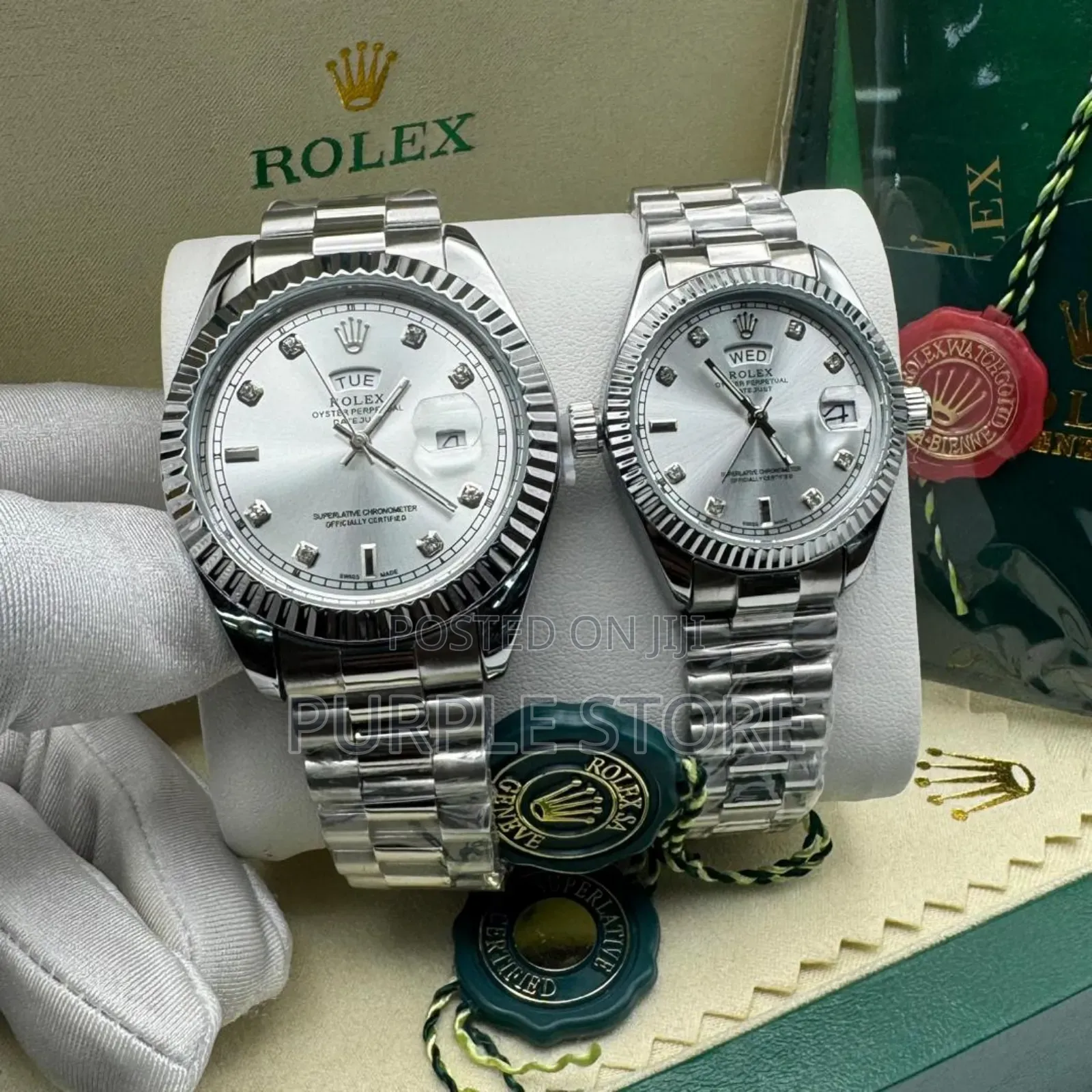 Rolex Man and Woman Watches "Silver Set" 