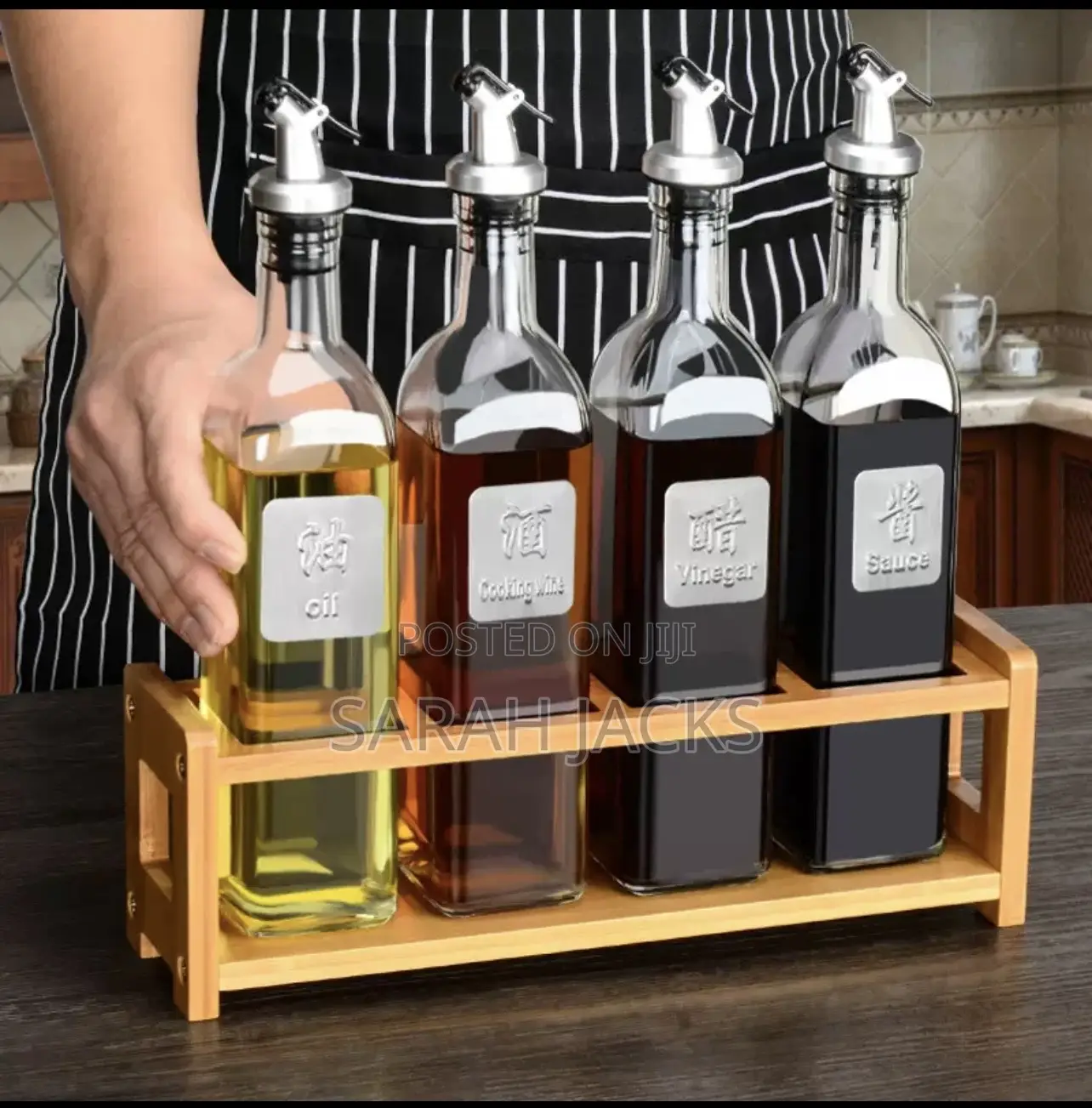 4in1 Oil Bottles With Bamboo Stand