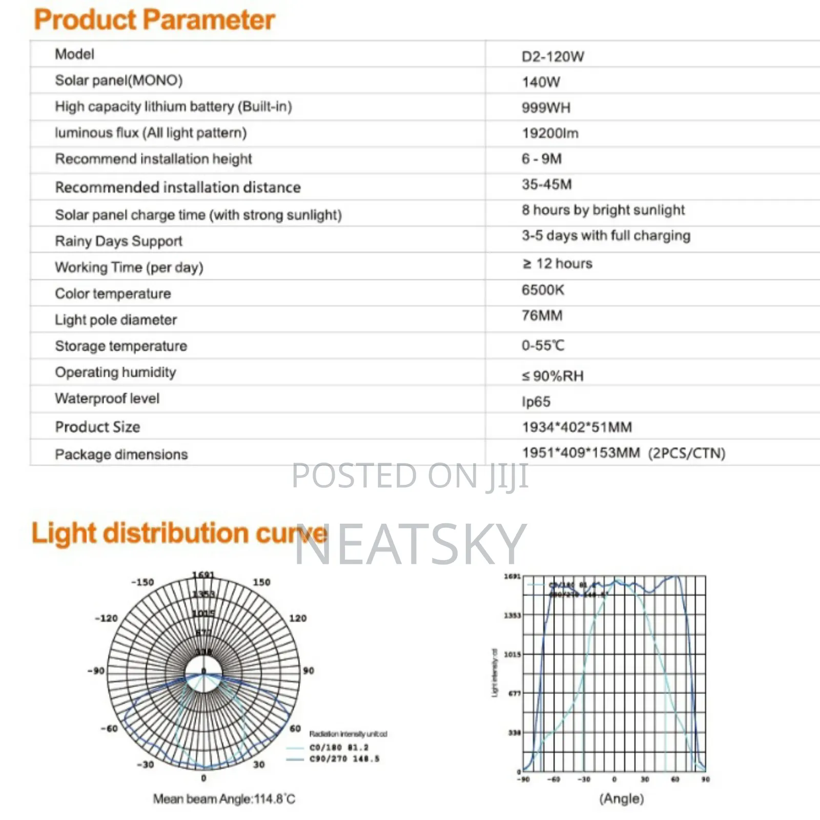 D2-120w All In One High Quality Sensor Street Light
