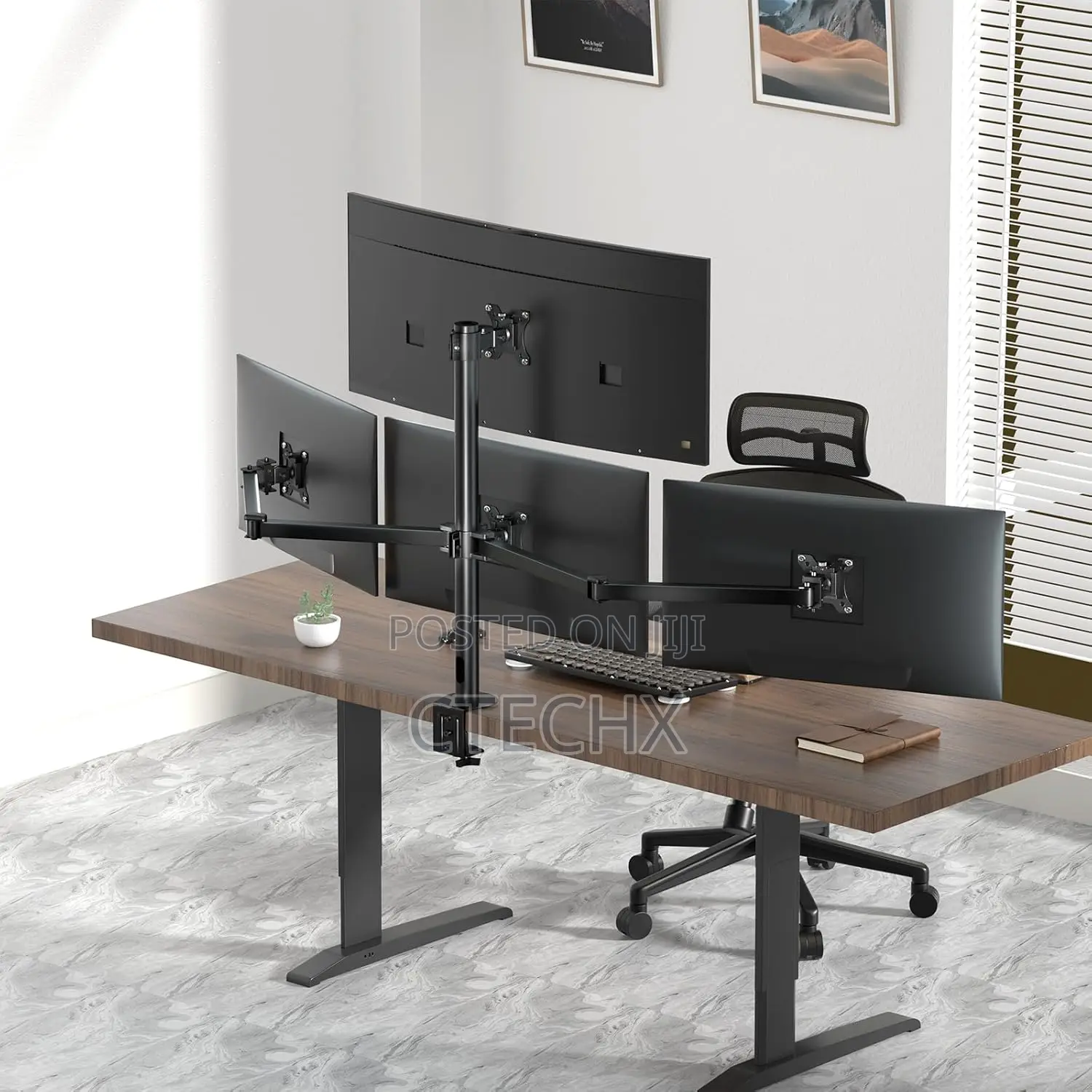 Quad Monitor Mount For 17-32 Inches - Adjustable Heavy Duty 4 Monitor