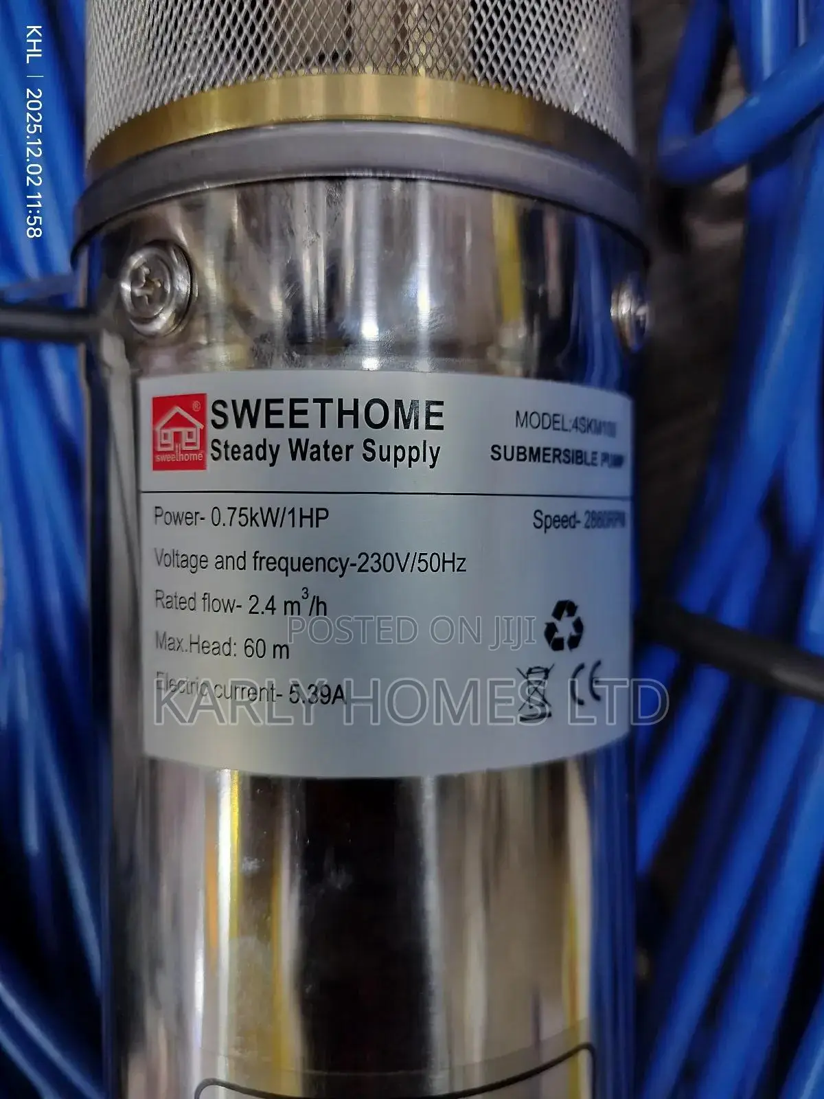 Sweethome 1hp Submersible Junior Pump (100% Copper Coil)– At Karly Homes
