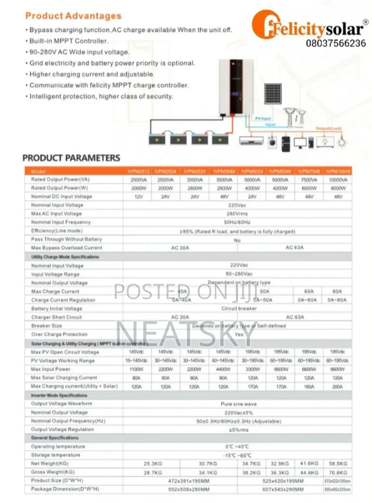 10kva 48v Transformer Hybrid Inverter