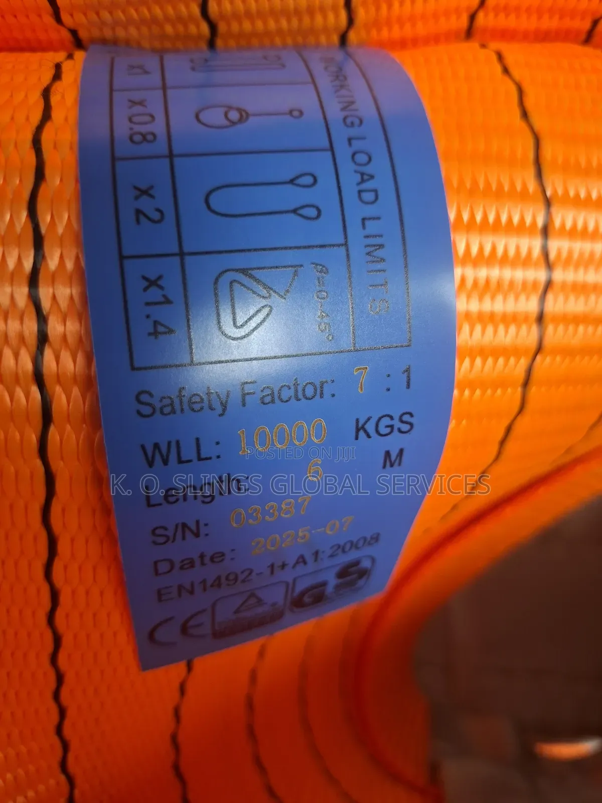10tx6m Flat Polyester Webbing Sling (7:1)