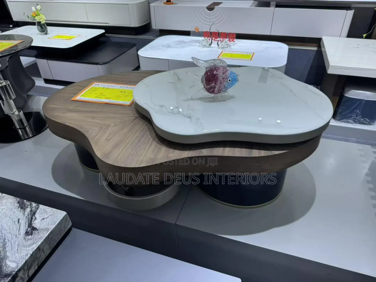 Contemporary 2 in 1 Wooden/Ceramic Centre Table