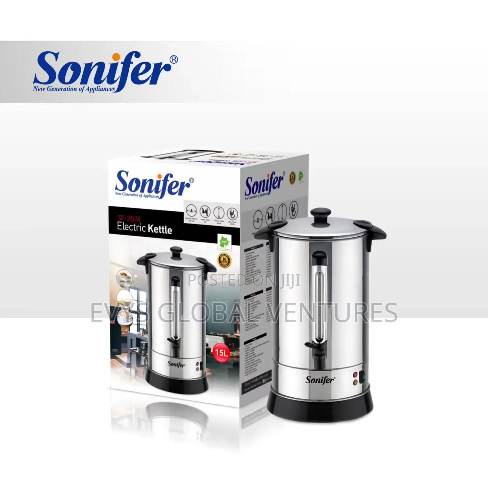 Sonifer Sf-2074 Professional Home Use Electric Hot Water Boiler - 15l