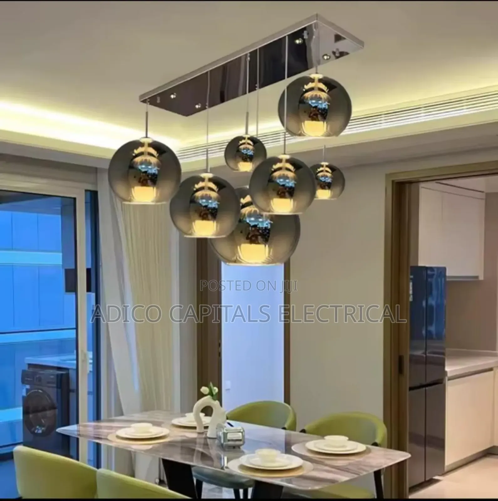 7 Glass Drop Chandelier