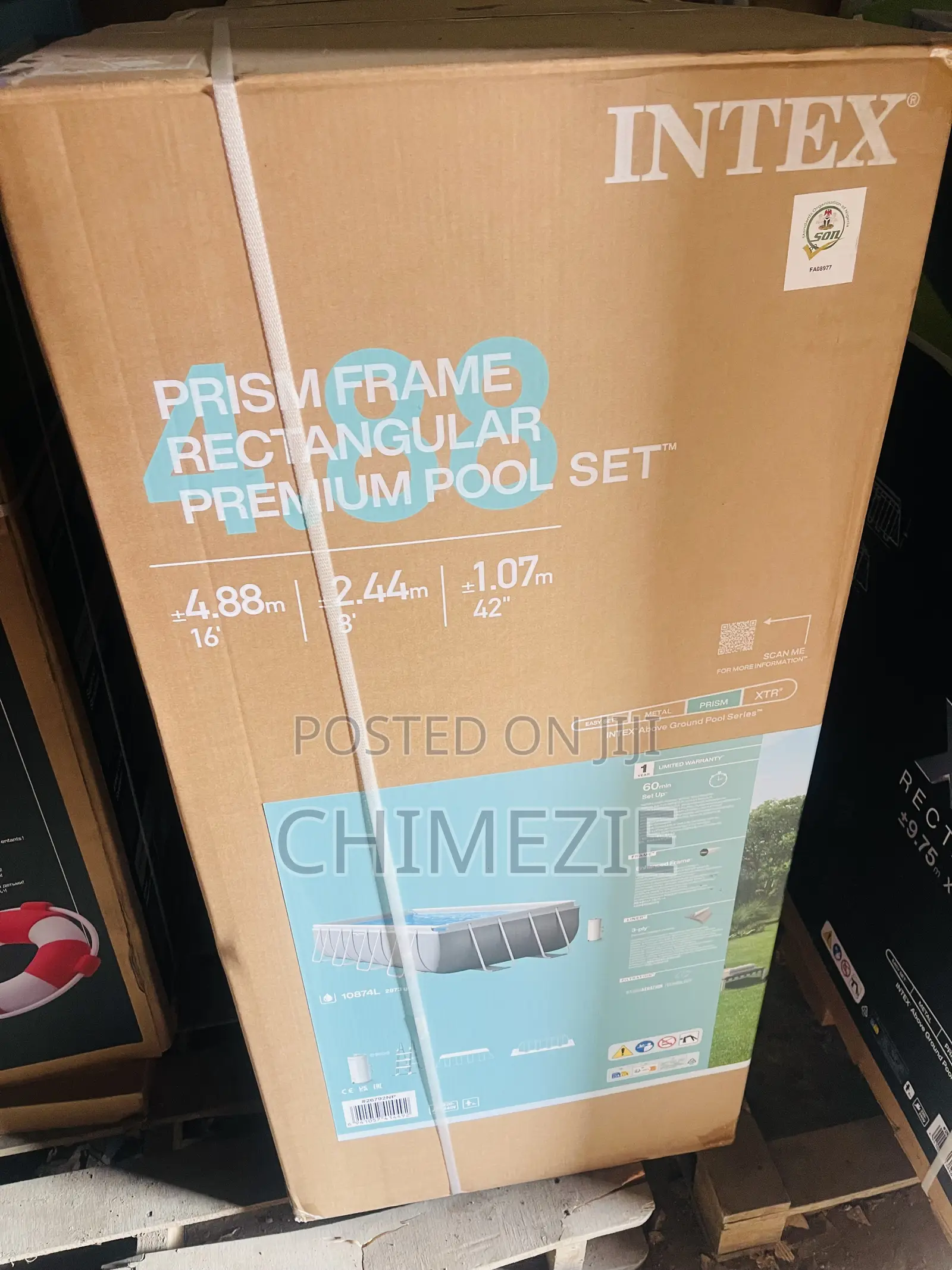 Intex Prism Frame Rectangular Premium Pool Set (16ft X 8ft X 42in).