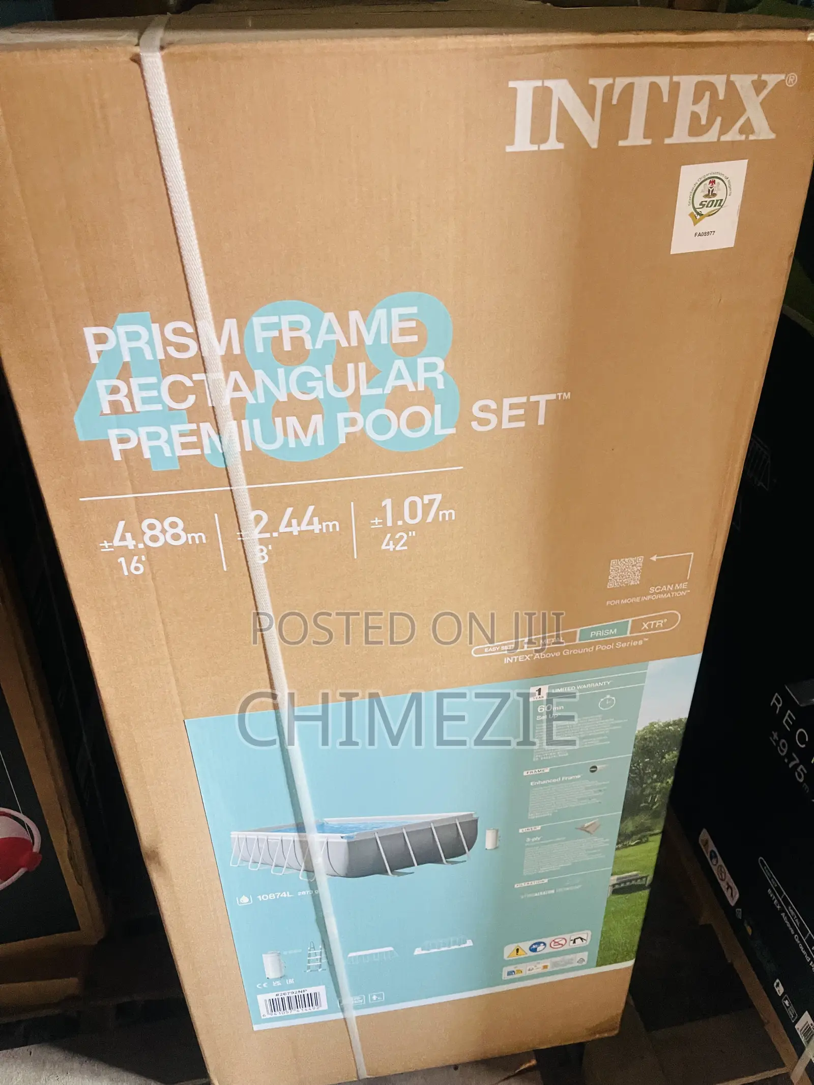 Intex Prism Frame Rectangular Premium Pool Set (16ft X 8ft X 42in).