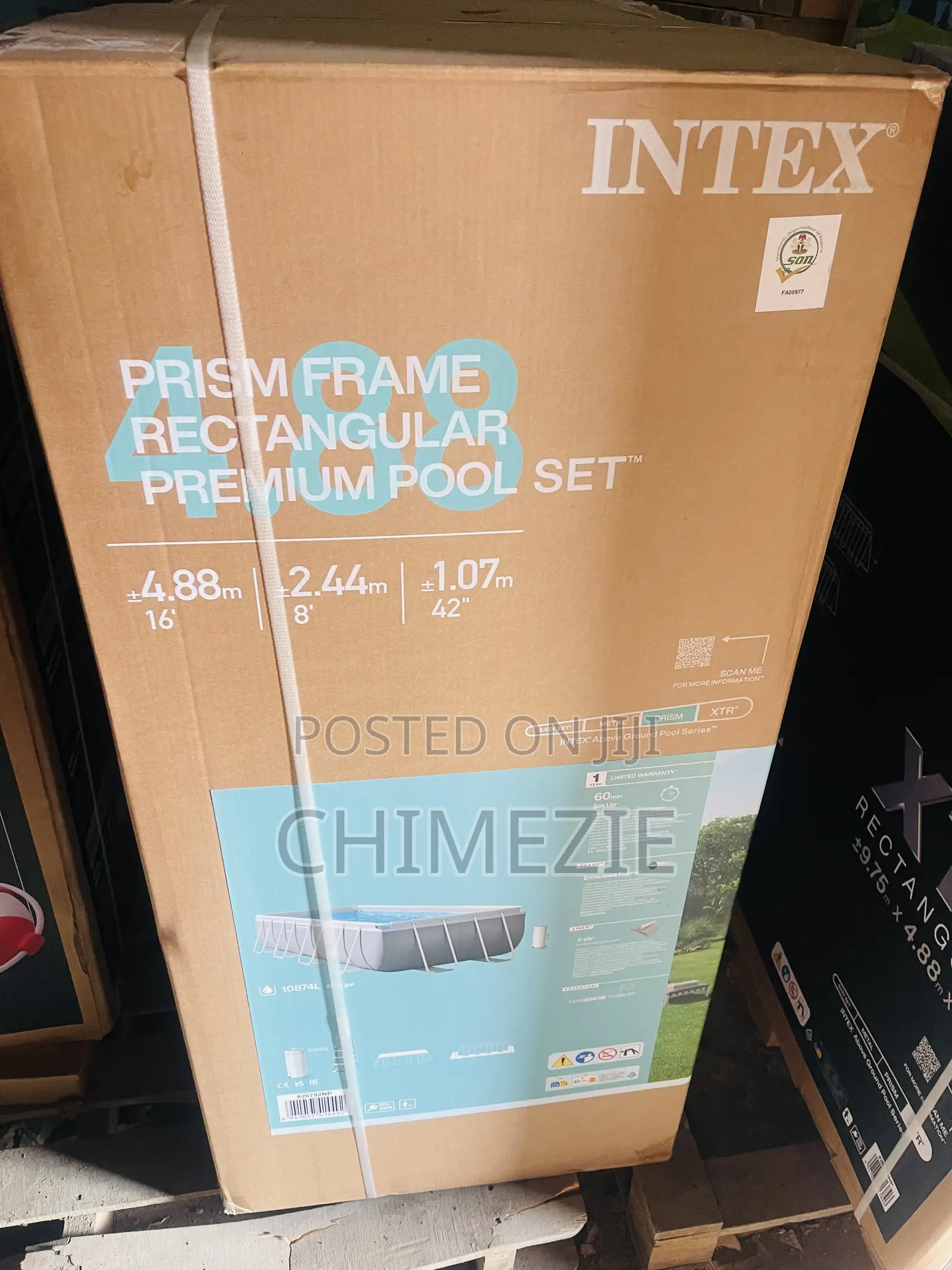 Intex Prism Frame Rectangular Premium Pool Set (16ft X 8ft X 42in).