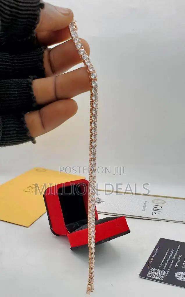 Tennis Men's Bracelet Iced Out Rose Gold 8 Inches