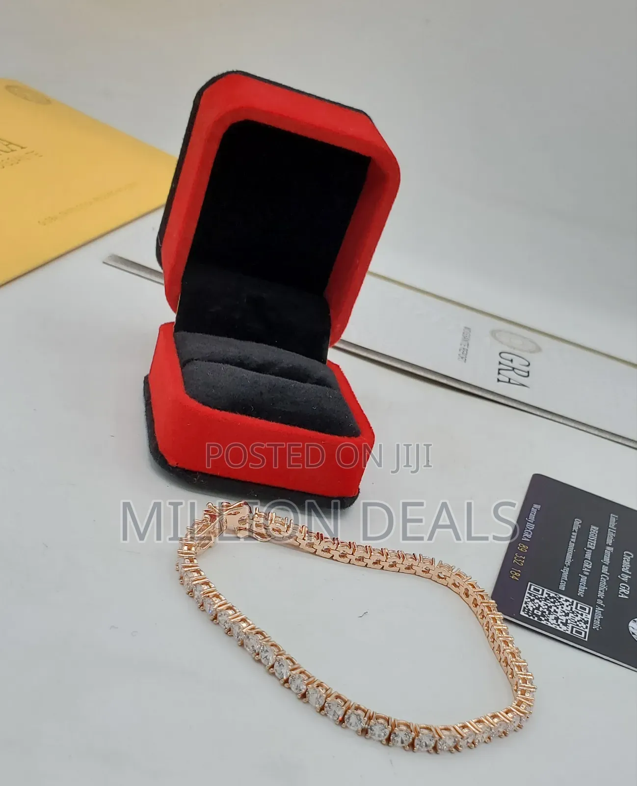 Tennis Men's Bracelet Iced Out Rose Gold 8 Inches