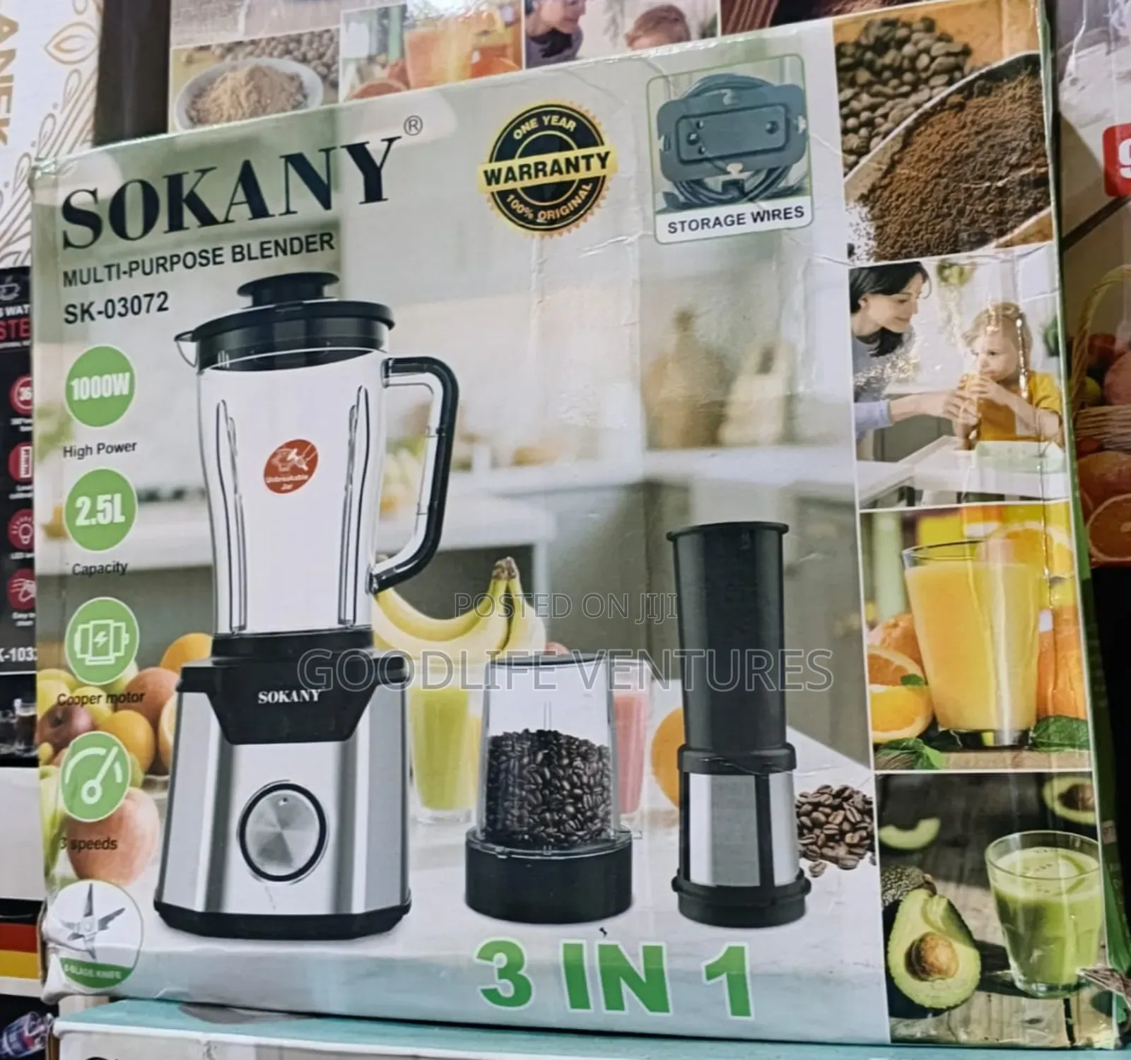 Sokany 3-in-1 Multipurpose Blender