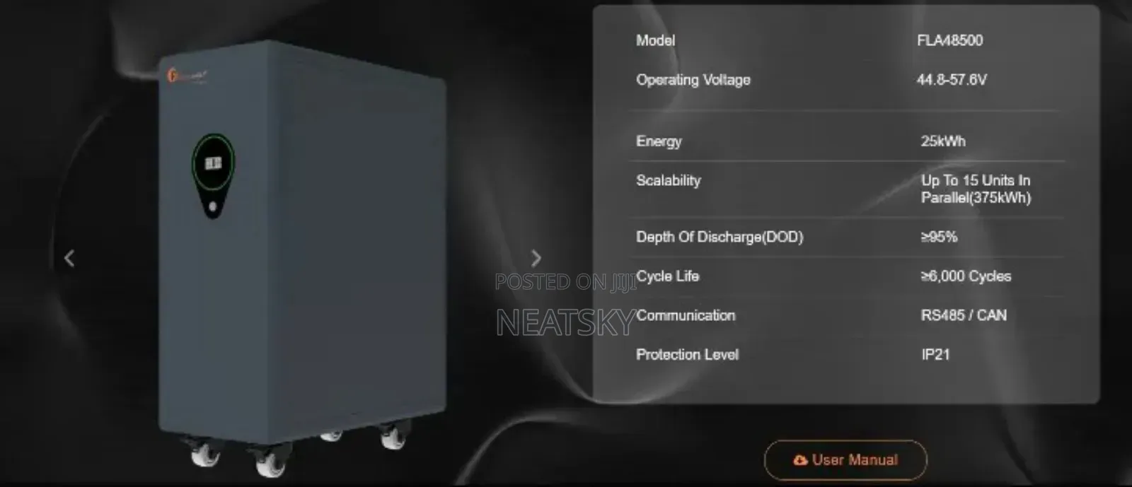 25kwh 48v 500ah Lithium Ion Battery(Fla-48500)