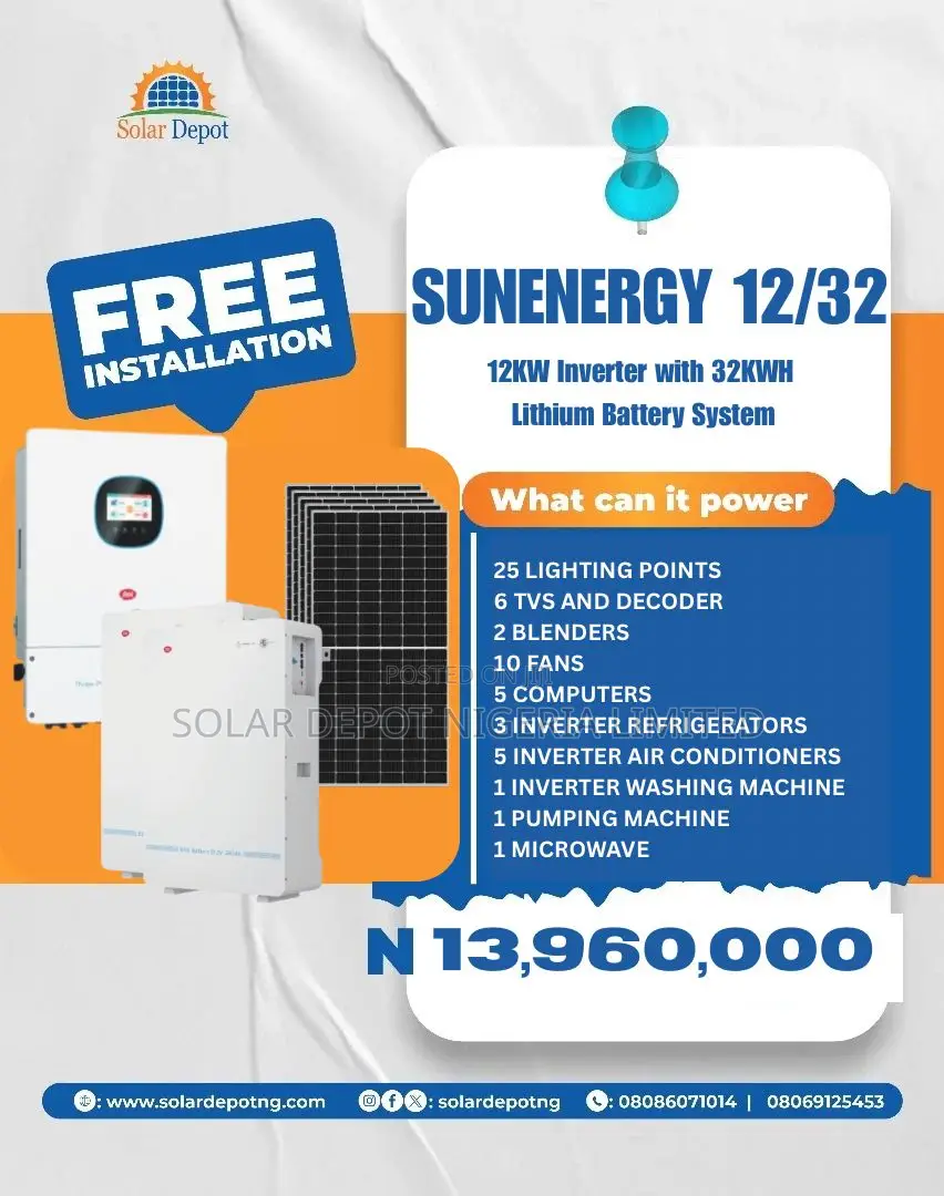 Itel 12kw Inverter/32kwh Lithum Battery Solar System