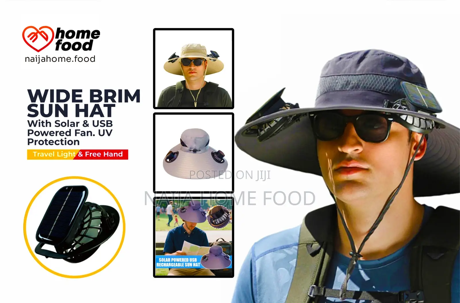 Wide Brim Sun Hat With Solar Usb Powered Fan at Naija Homes N Meals