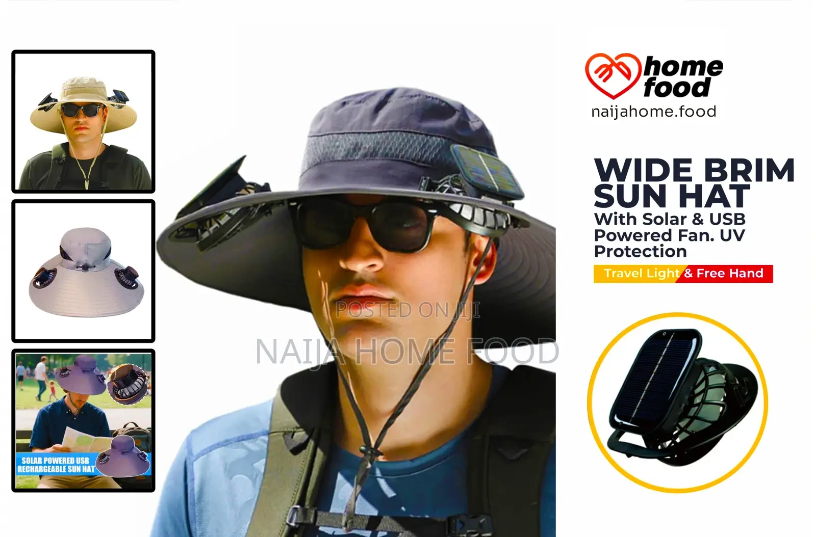 Wide Brim Sun Hat With Solar Usb Powered Fan at Naija Homes N Meals