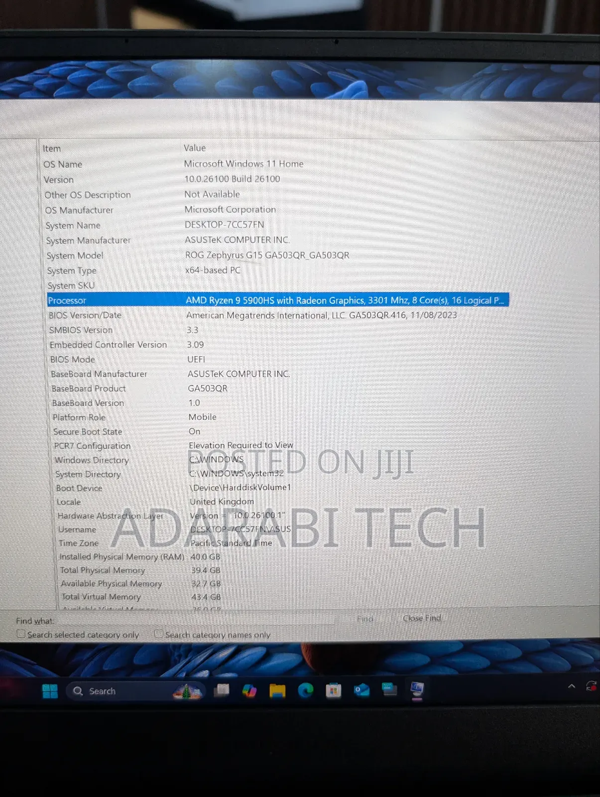 Laptop Asus ROG Zephyrus G15 40GB AMD Ryzen 9 SSD 1T
