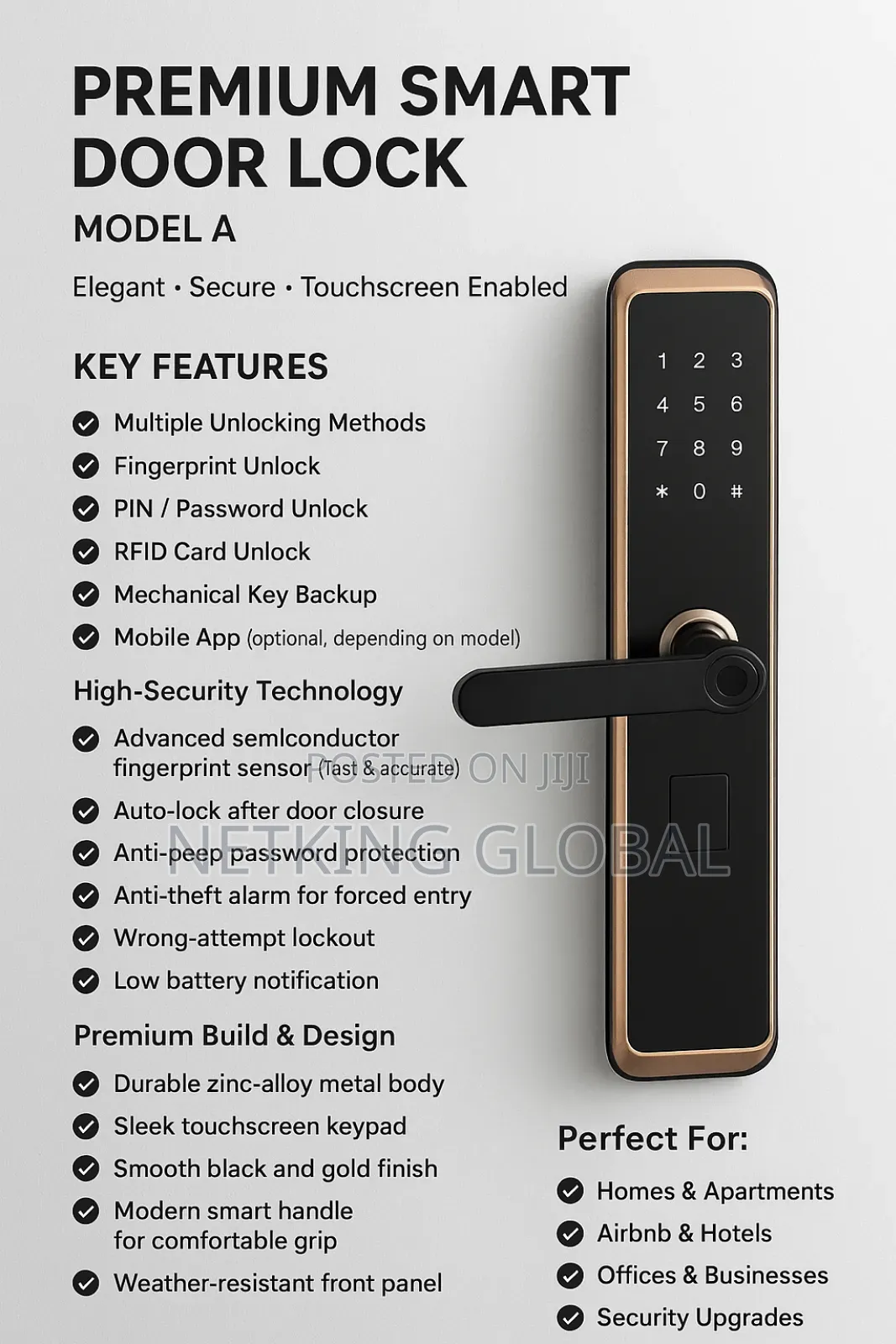  Premium Smart Door Lock (Model A)