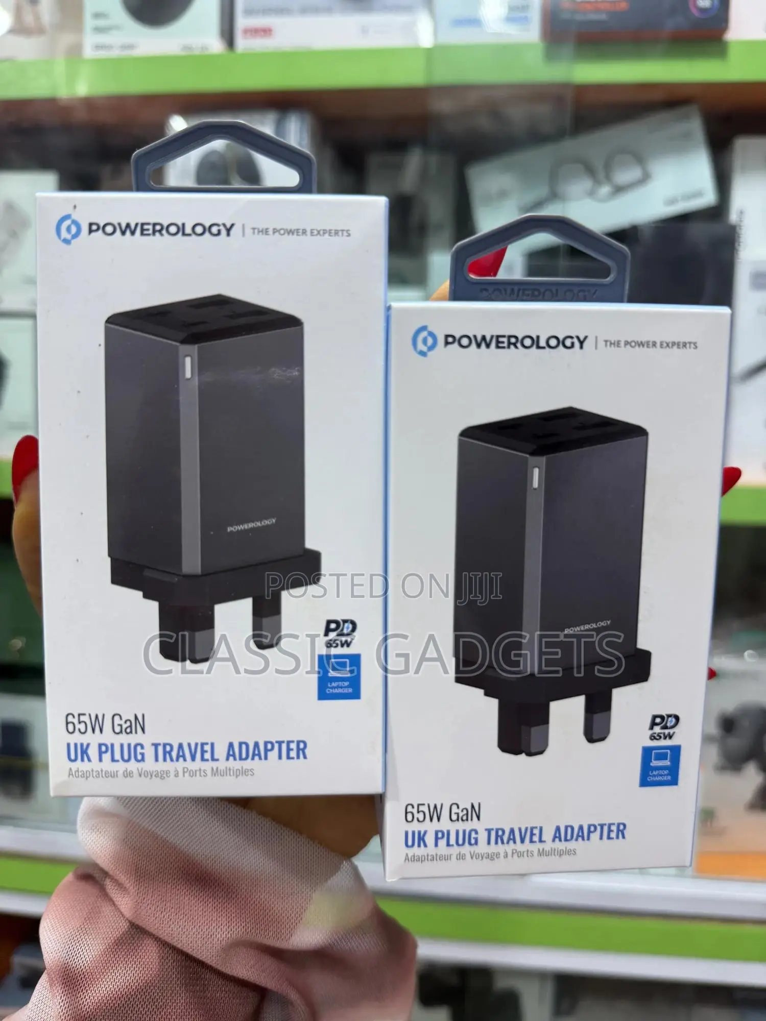 Powerology 65w Gan Uk Plug Travel Adapter
