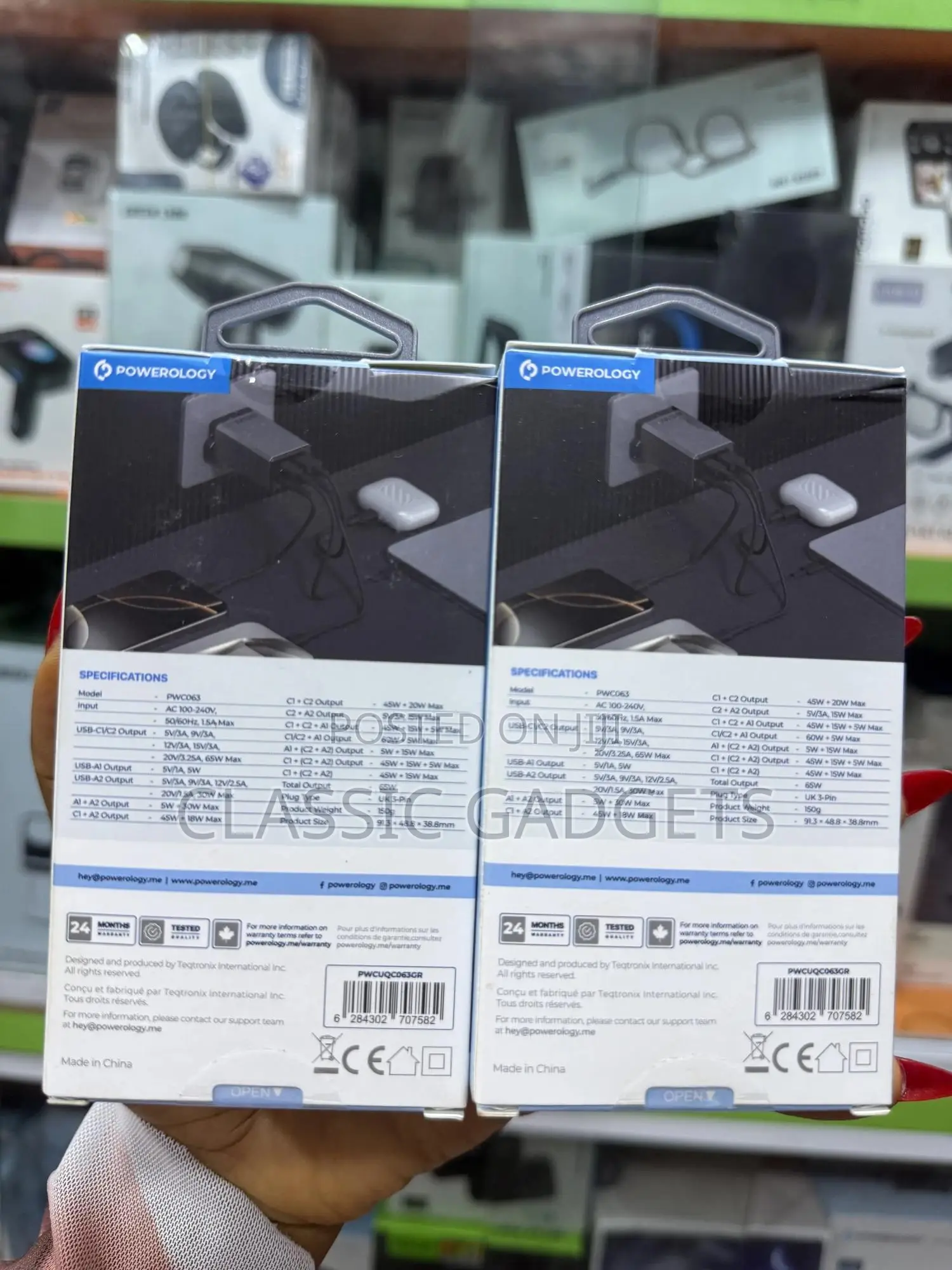 Powerology 65w Gan Uk Plug Travel Adapter