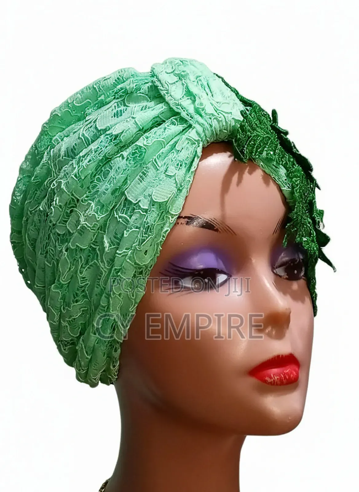 Mint Green Lace Turban Cap