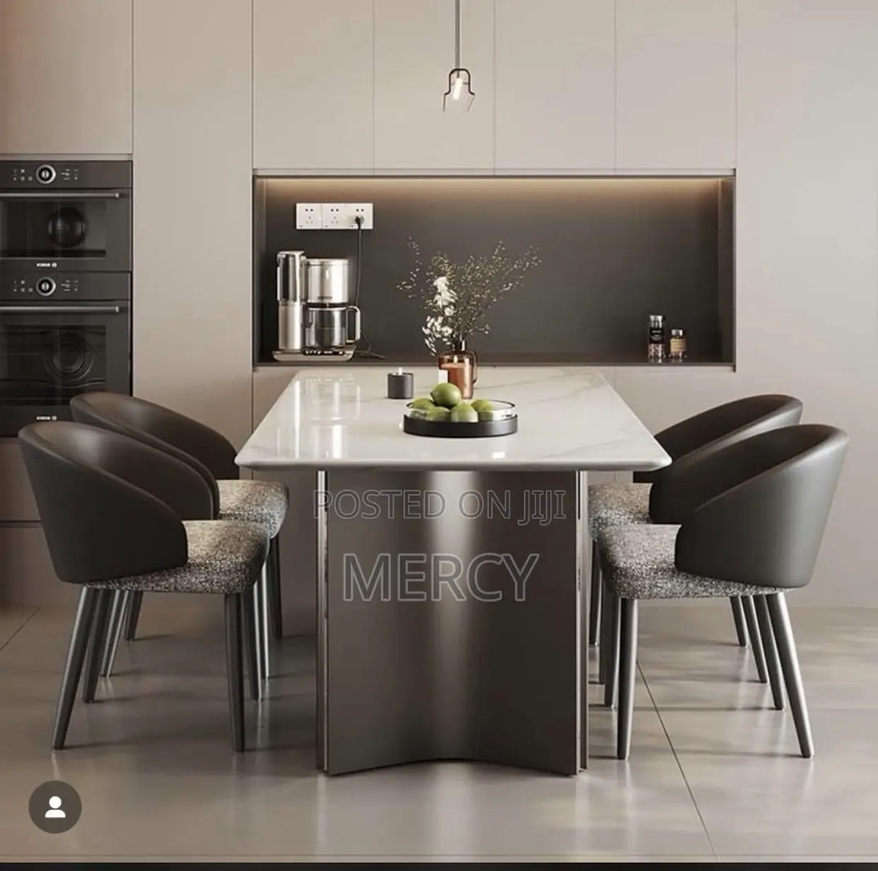 Contemporary Dining by Six Seaters With Marble Top
