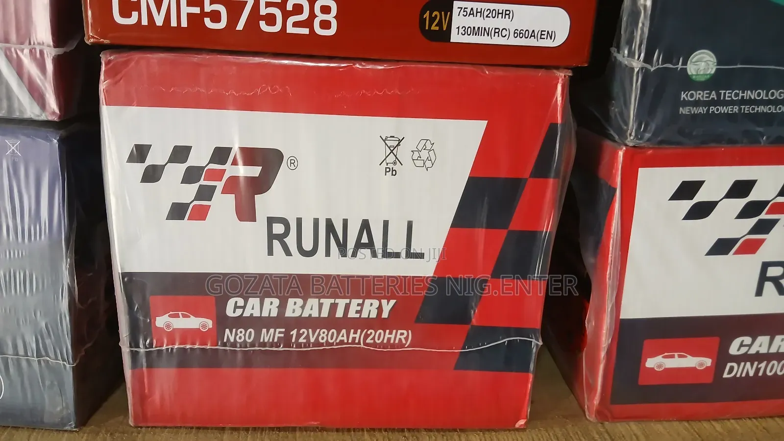 Runall 80ah Car Battery Korea