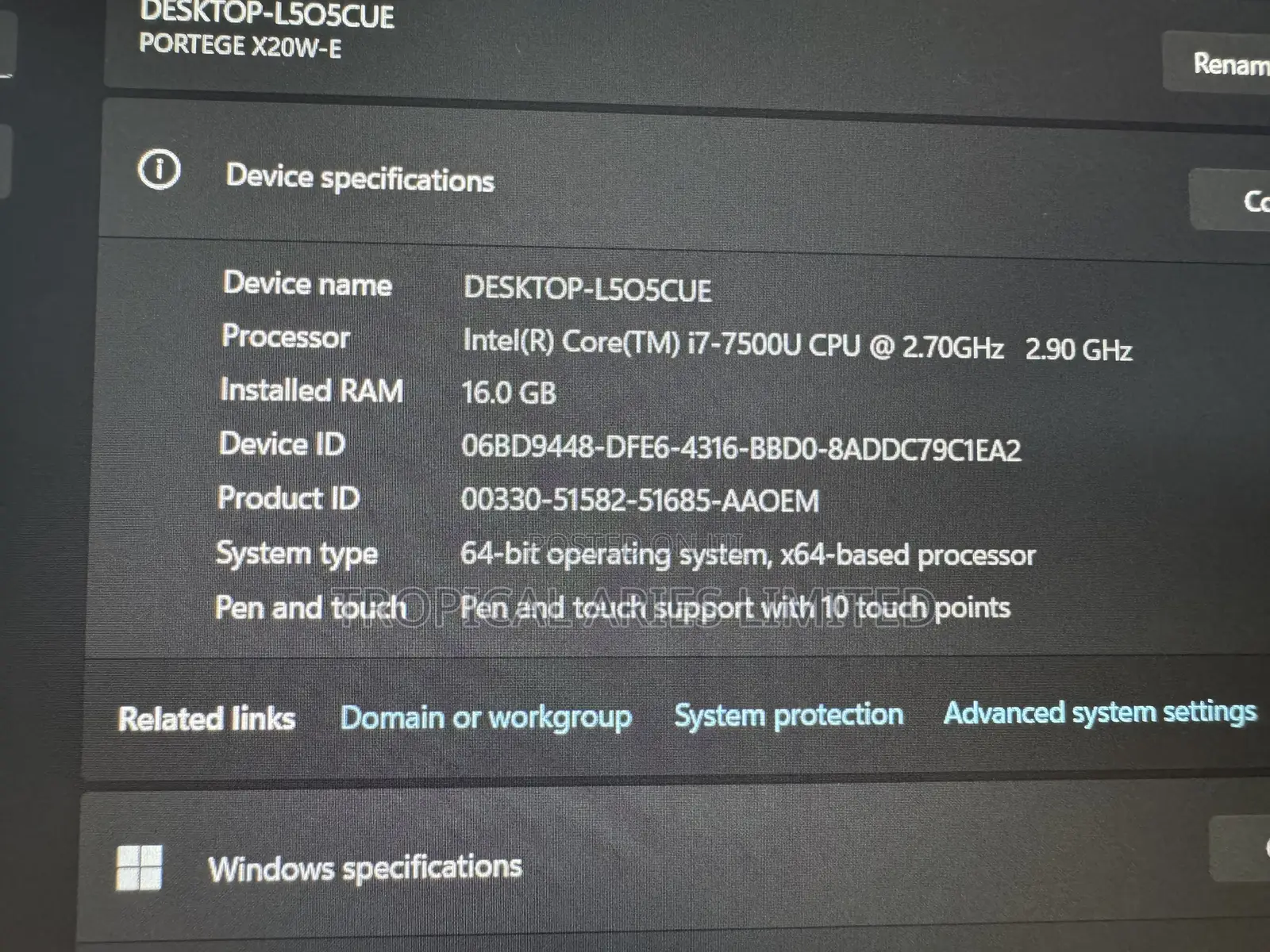 Laptop Toshiba Portege X20W 16GB Intel Core I7 SSD 512GB