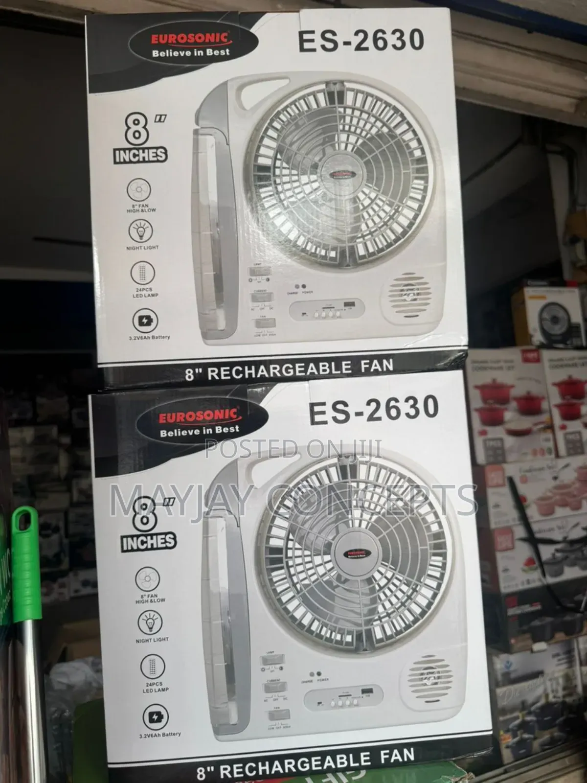 8” Rechargeable Multifunction Fan With Led Lamp and Bluetooth Speaker