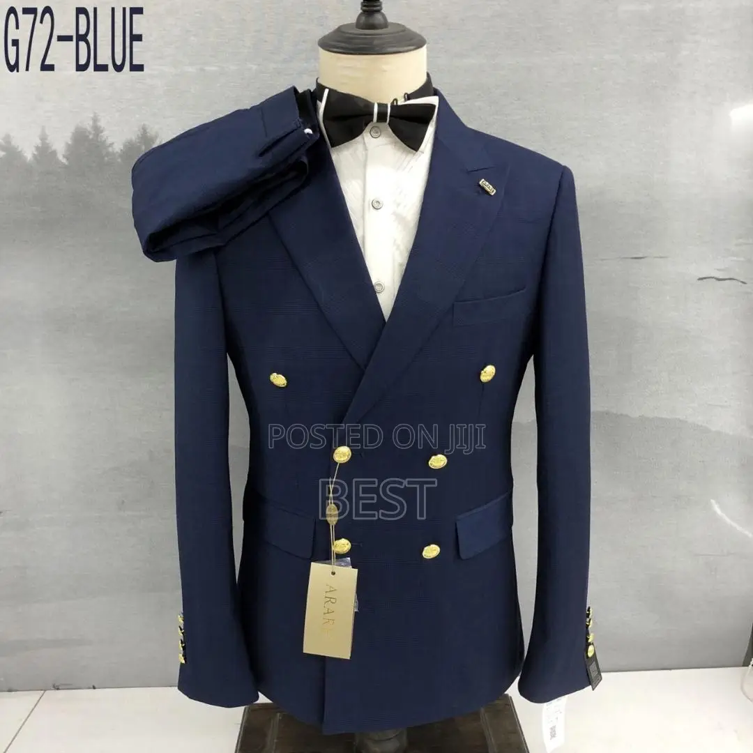 High Quality Luxury Check Degsin Double Breasted Suit