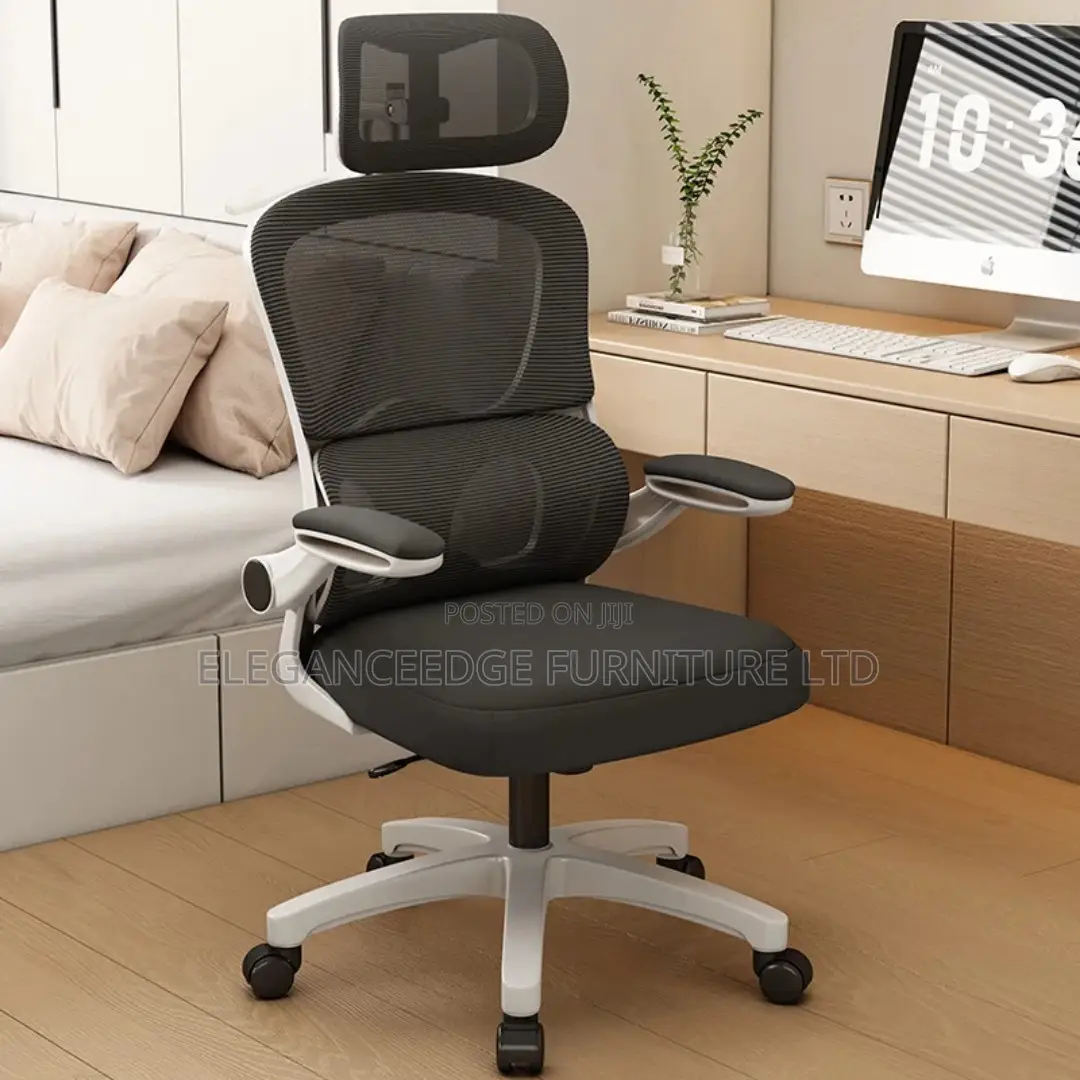 White Ergonomic Office Chair With Lumber Support