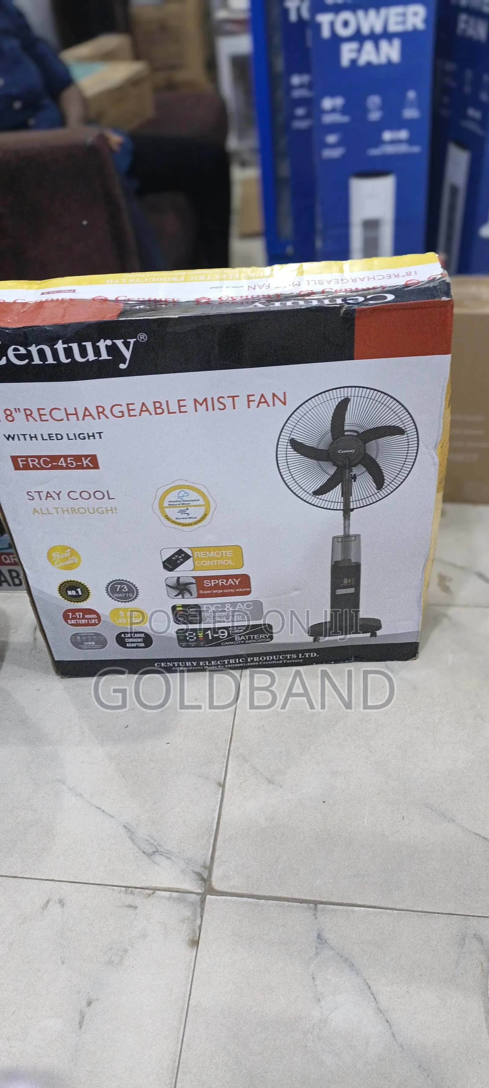 Century 18" Portable Rechargeable Mist Fan