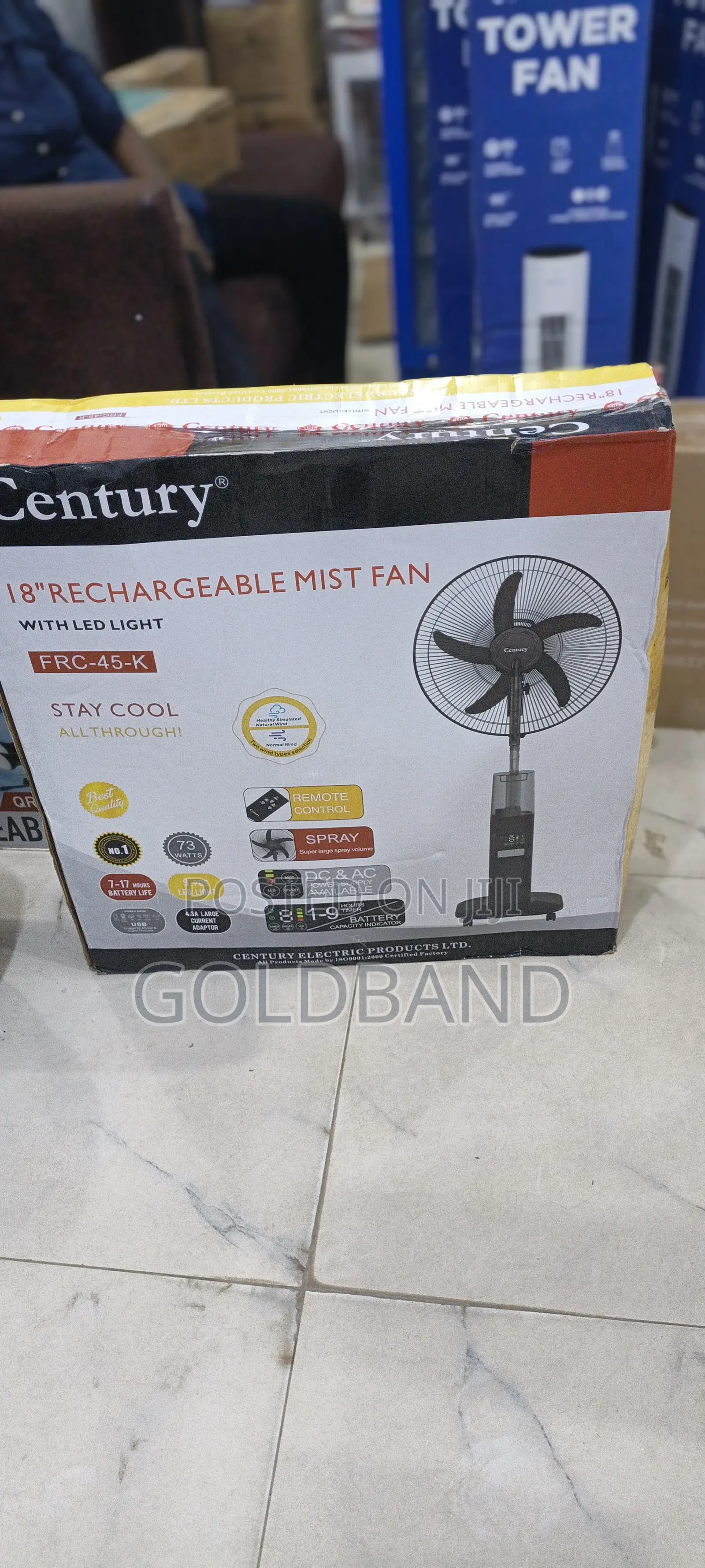 Century 18-Inch Battery-Powered Mist Fan