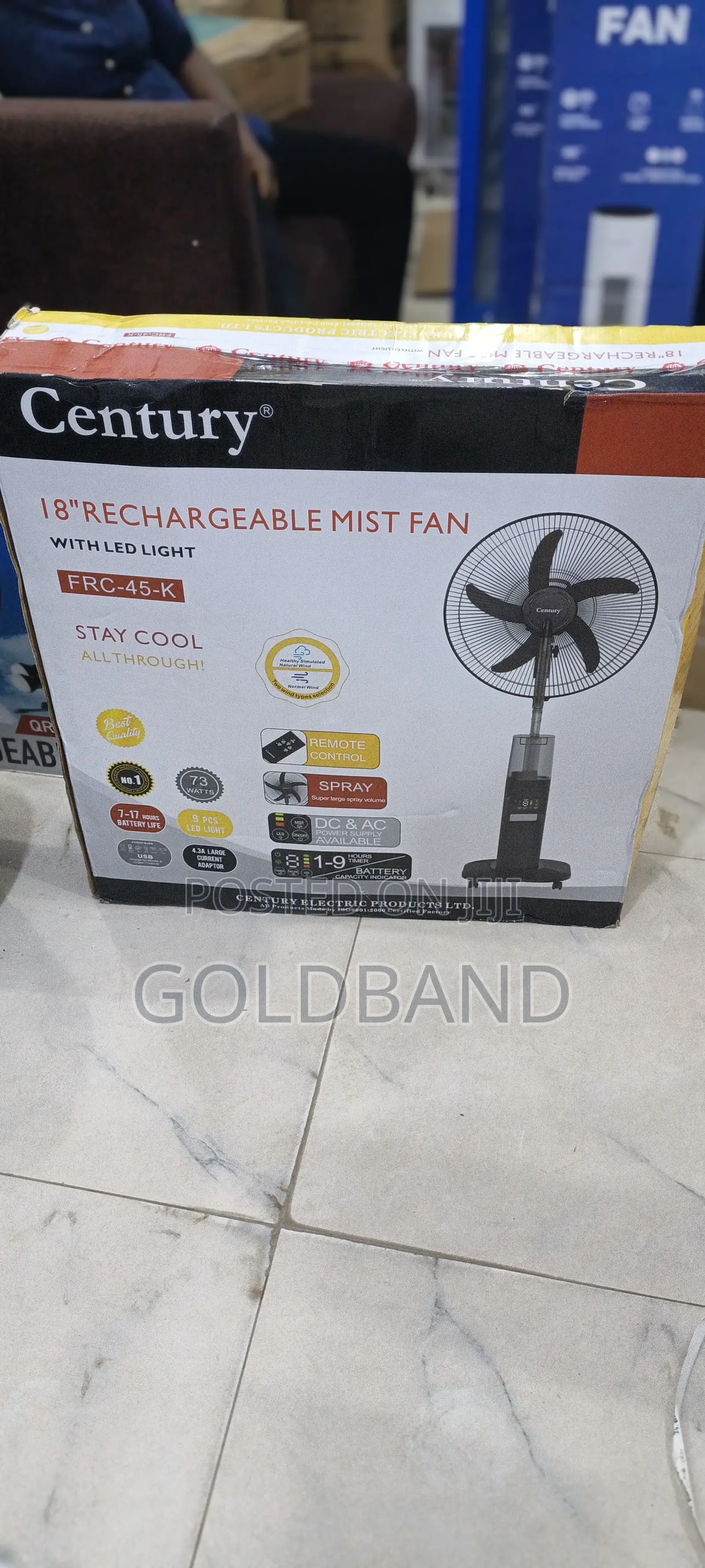 Century 18" Rechargeable Mist Fan for Heat Relief