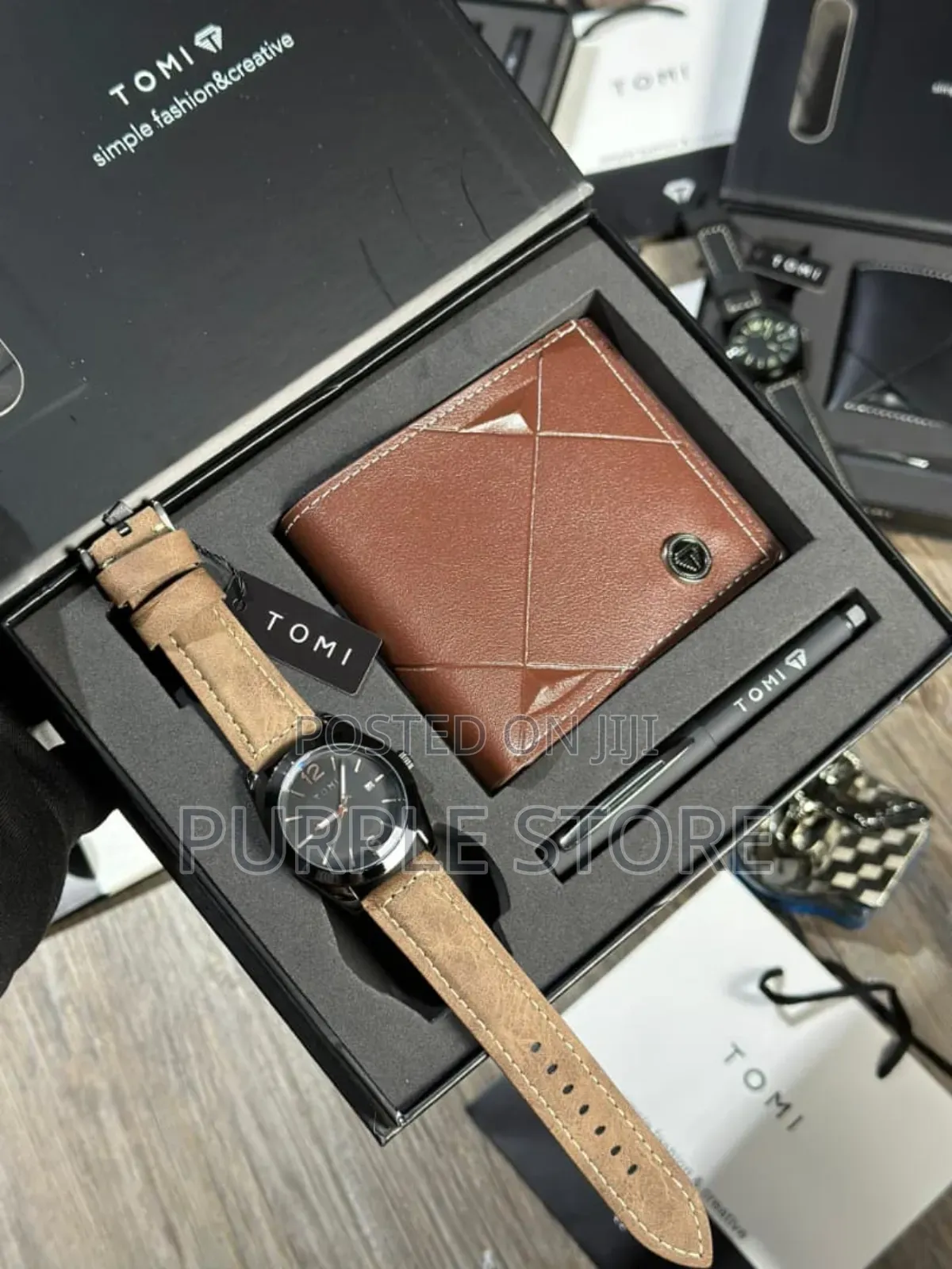 Tomi Leather Watch, Wallet and Pen Gift Set as - Seen