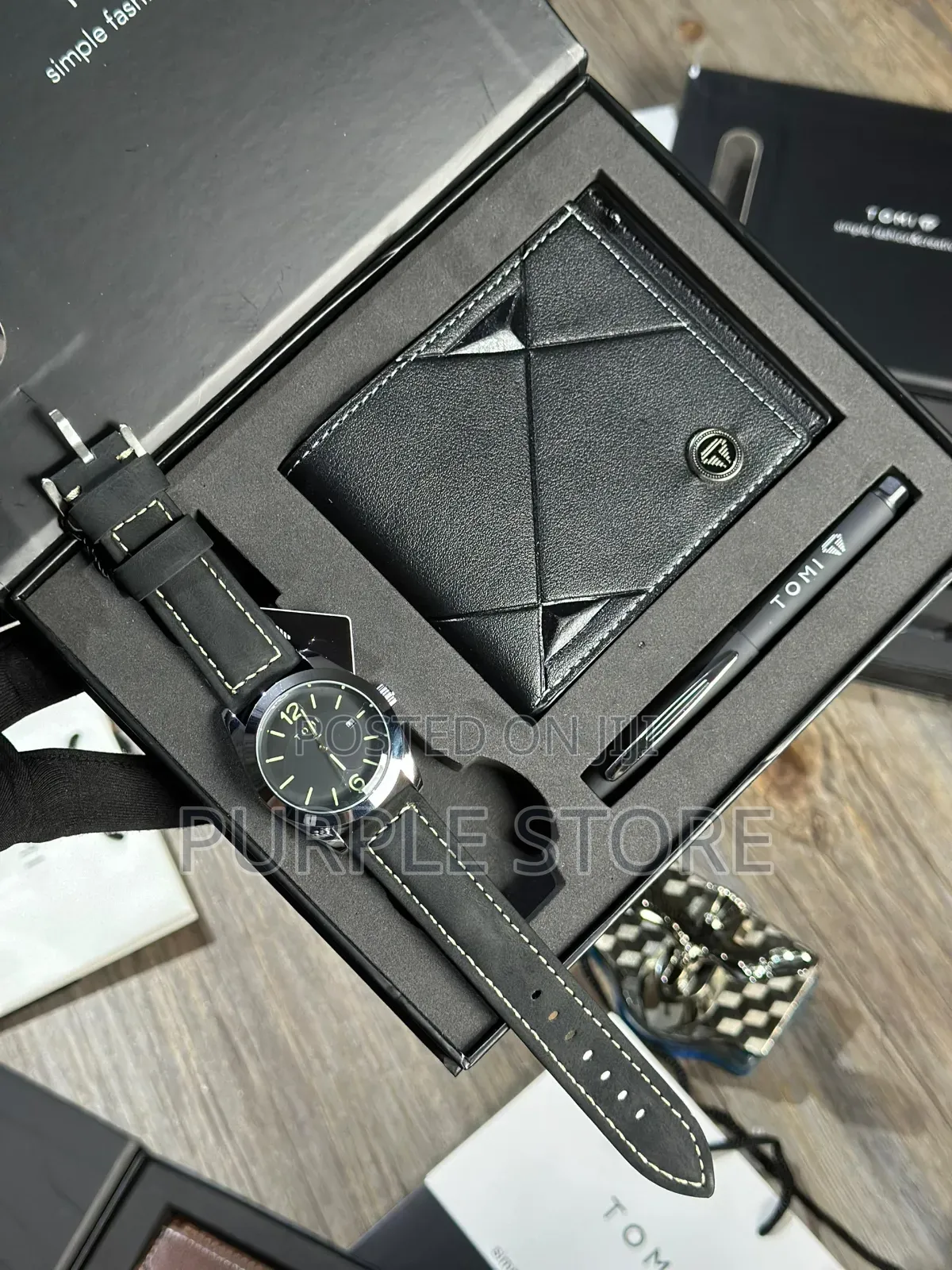 Tomi Leather Watch, Wallet and Pen Gift Set as - Seen