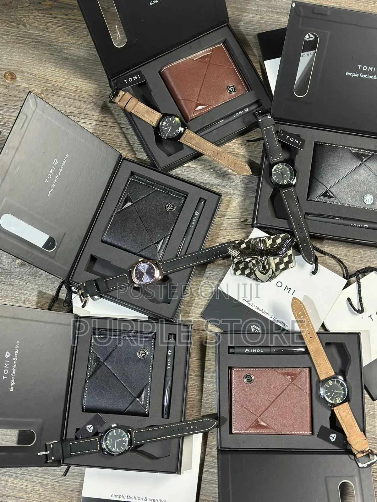 Tomi Leather Watch, Wallet and Pen Gift Set as - Seen