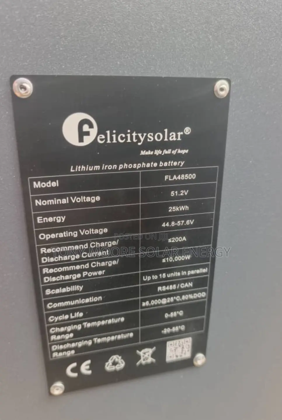 25kwh 51.2v Felicity Lithium (Lifepo4) Battery