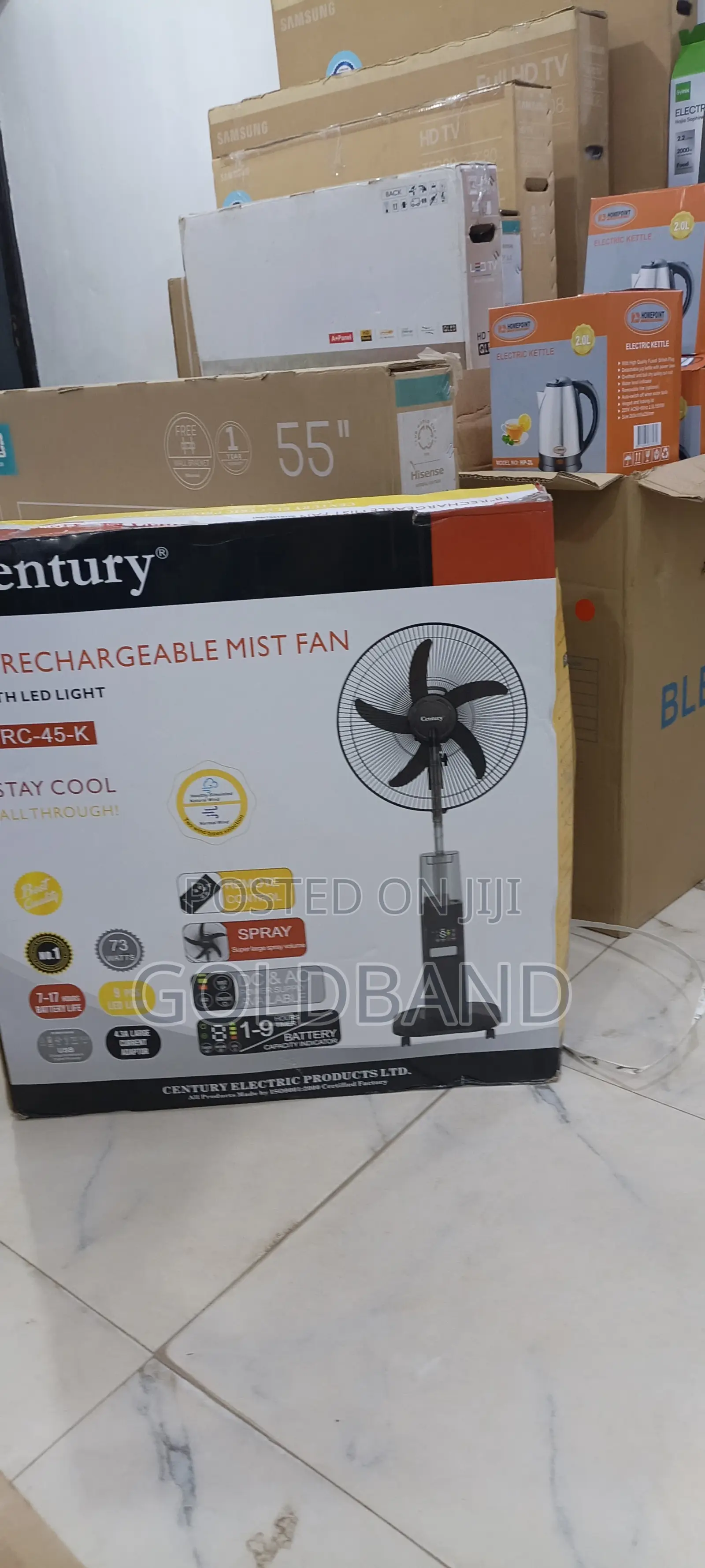 Century 18" Rechargeable Floor Mist Fan