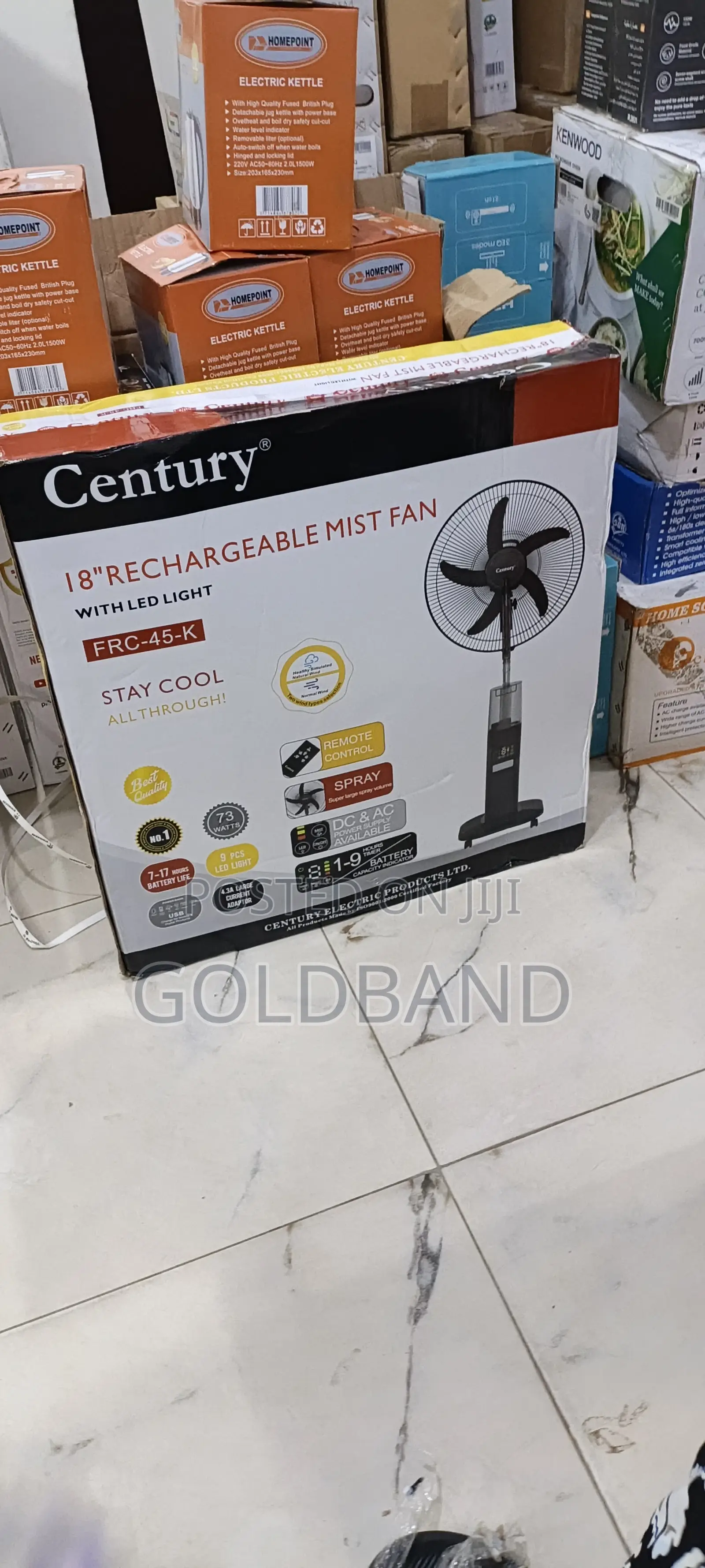 Century 18-Inch Home Rechargeable Mist Fan