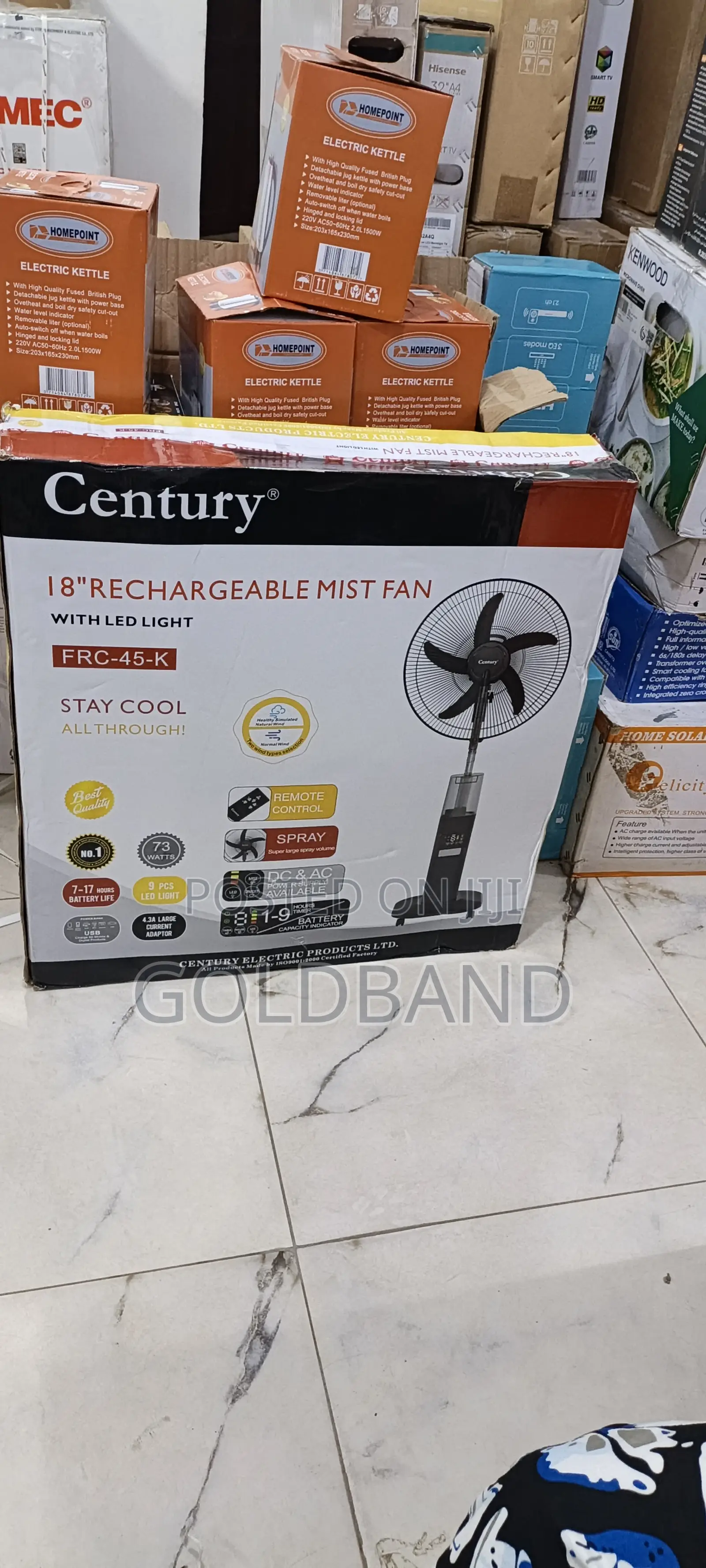 Century 18" Energy-Saving Rechargeable Mist Fan