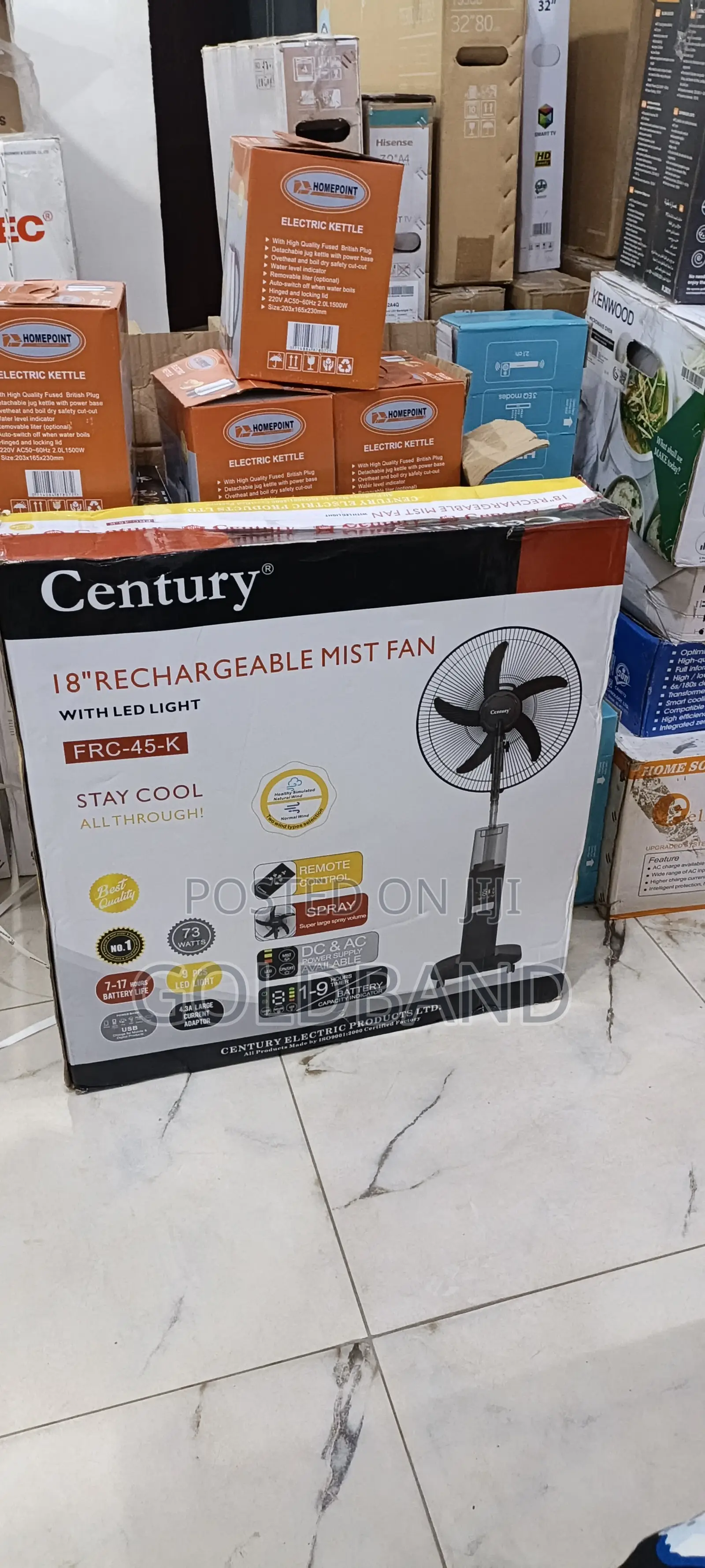 Century 18" Outdoor Cooling Rechargeable Mist Fan
