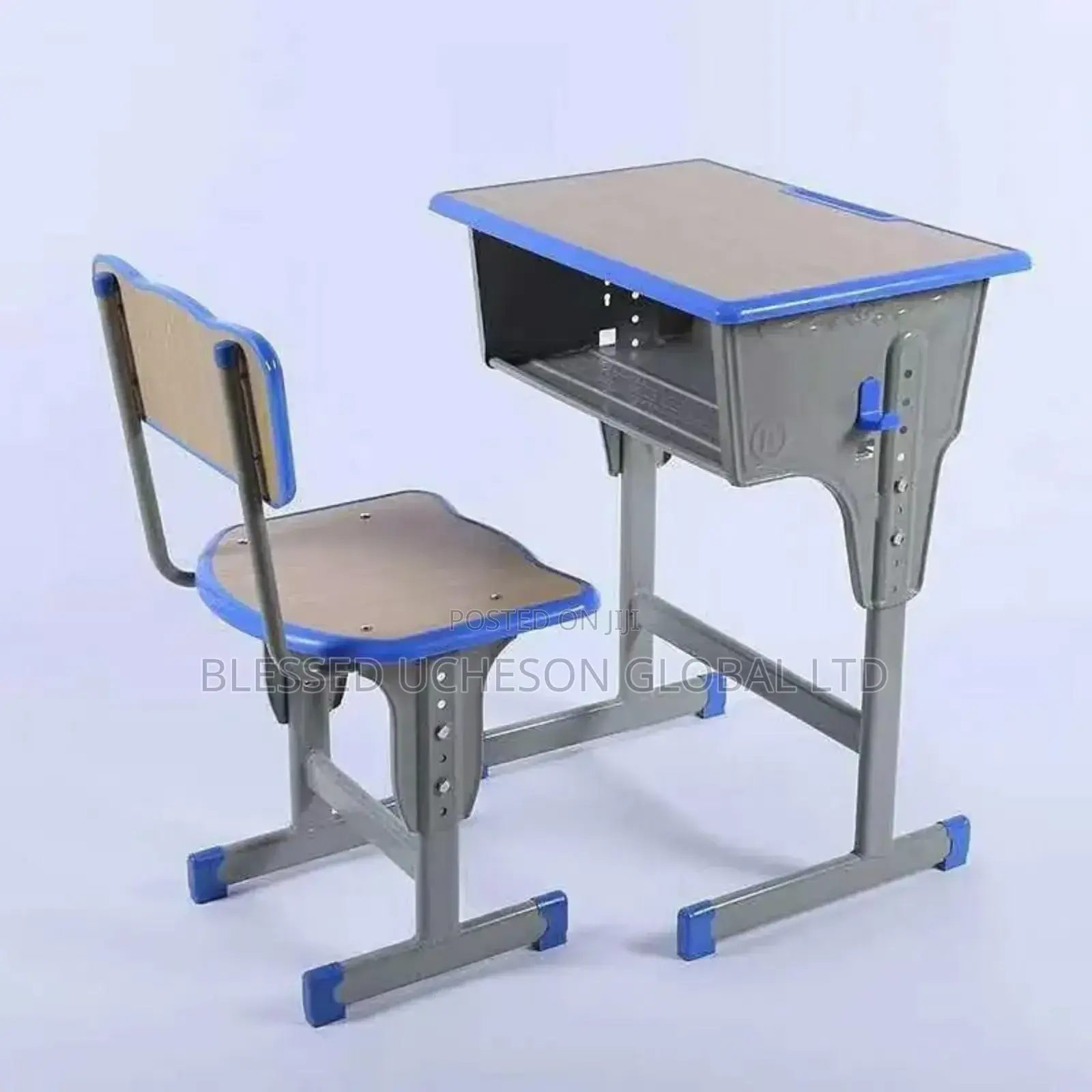 Wooden and Metal Single Students Reading Table Chair